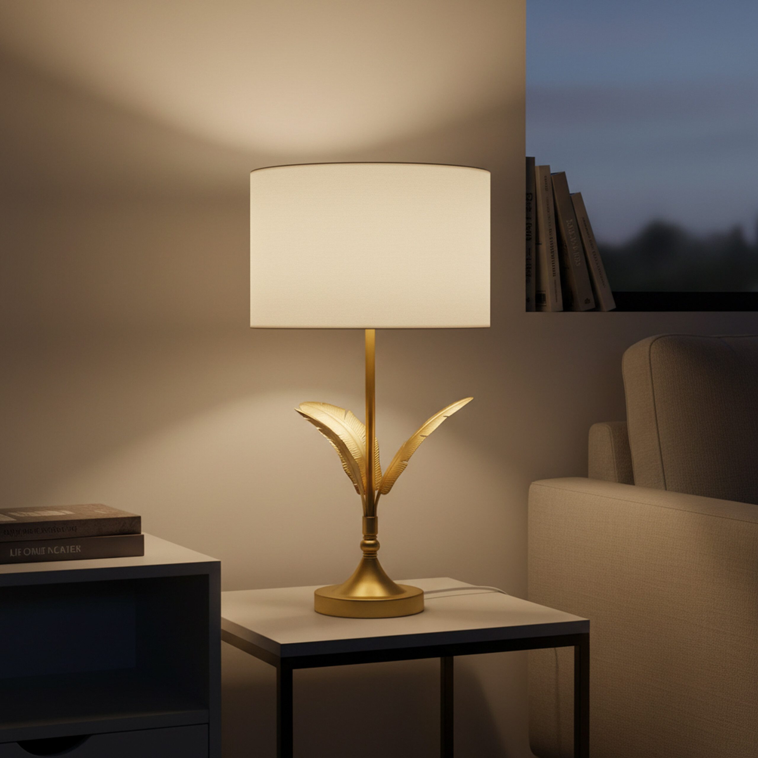 relaxdays Nachttischlampe Lampe Palmenblatt, Tischlampe