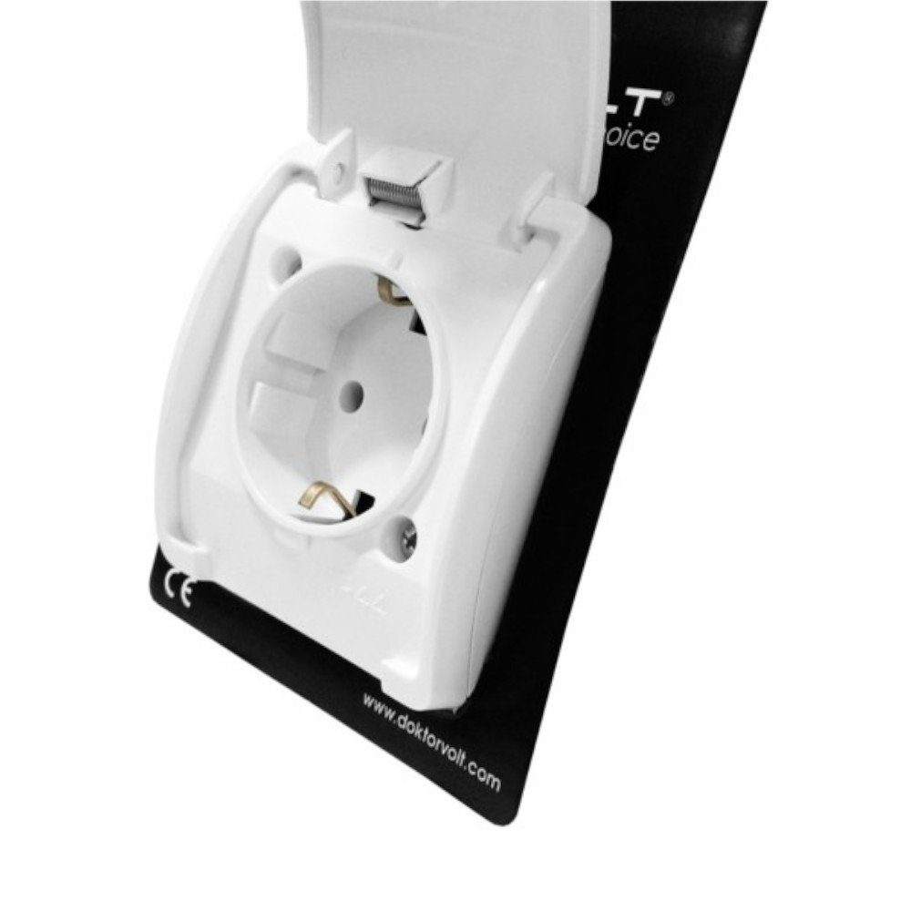 Doktorvolt Aufputz-Steckdose Aufputz Steckdose Schuko 230V IP44 mit Schutzklape weiß Aufputz, mit Klappe