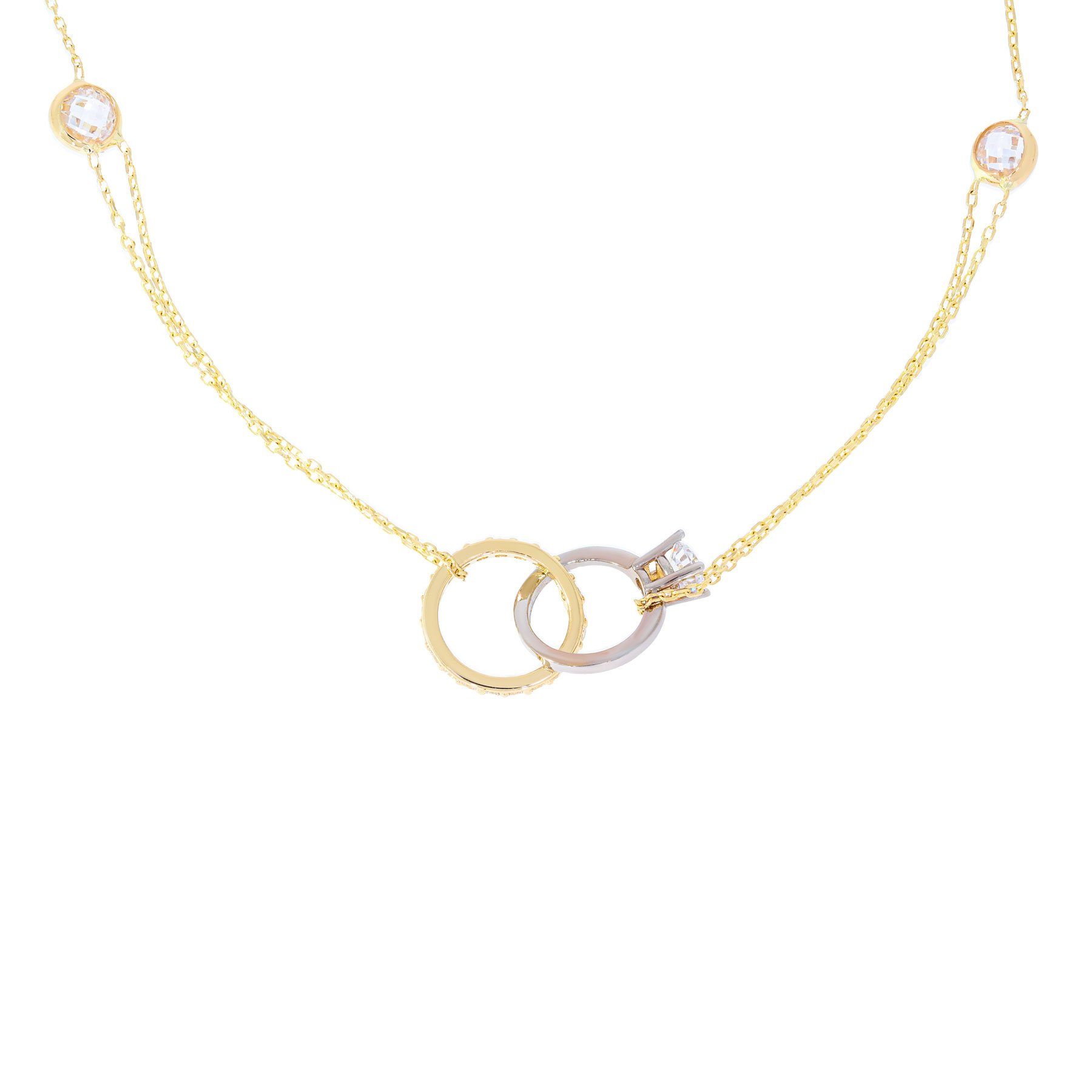 Damen Schmuck Stella-Jewellery Kette mit Anhänger 585 Gold Collierkette Kreis Ring Anhänger Zirkonia (inkl. Etui), Collierkette 