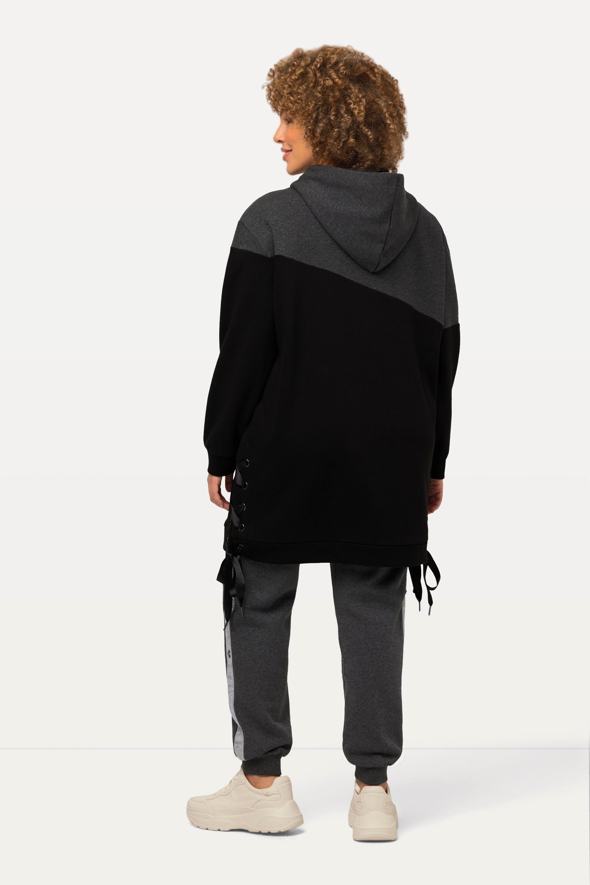 Ulla Langarm Longsweater Sweatshirt Schnürung Kapuze Popken Colorblocking