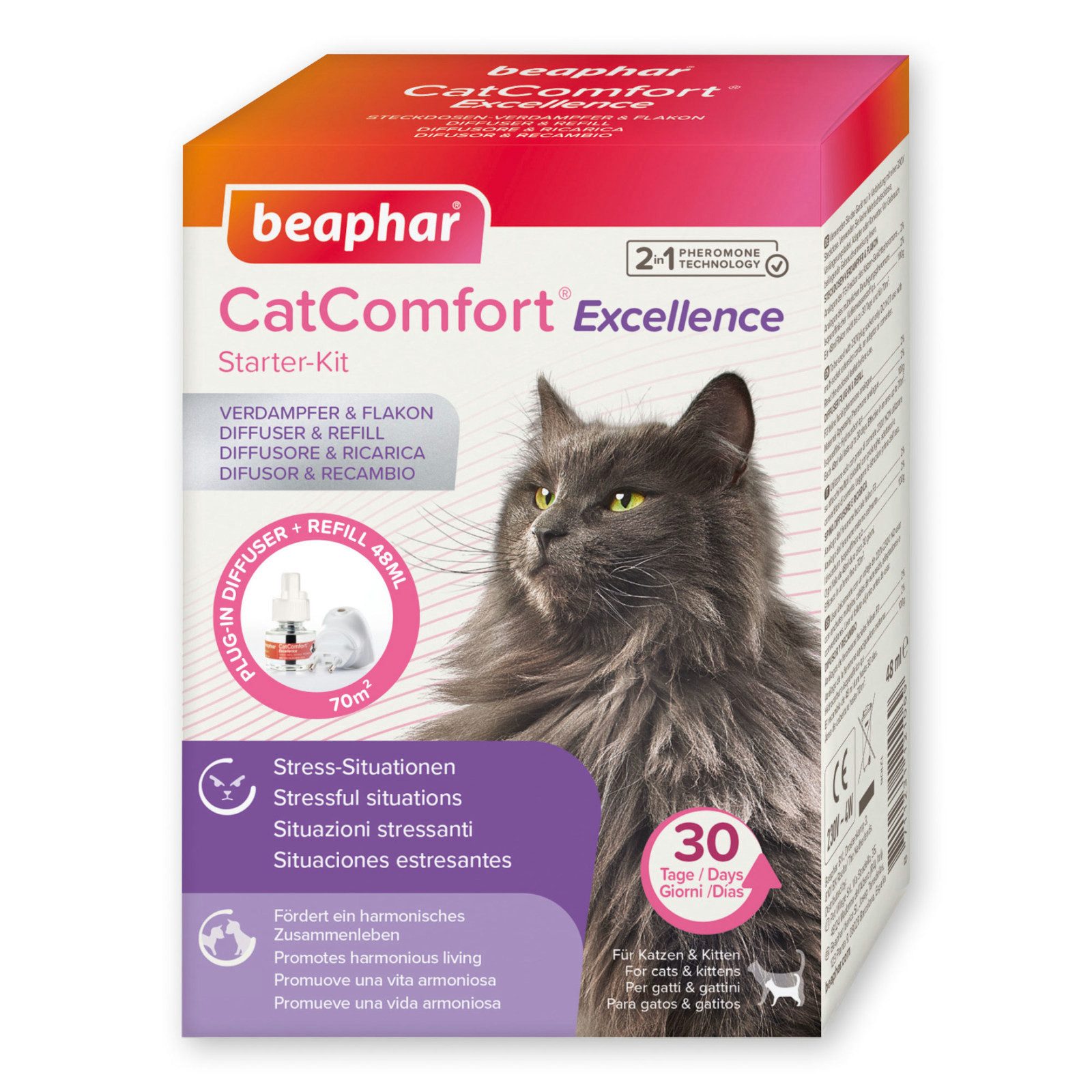 beaphar Fellpflege CatComfort Excellence Starter-Kit für Katzen gegen Stress & Ängste,..., 48 ml
