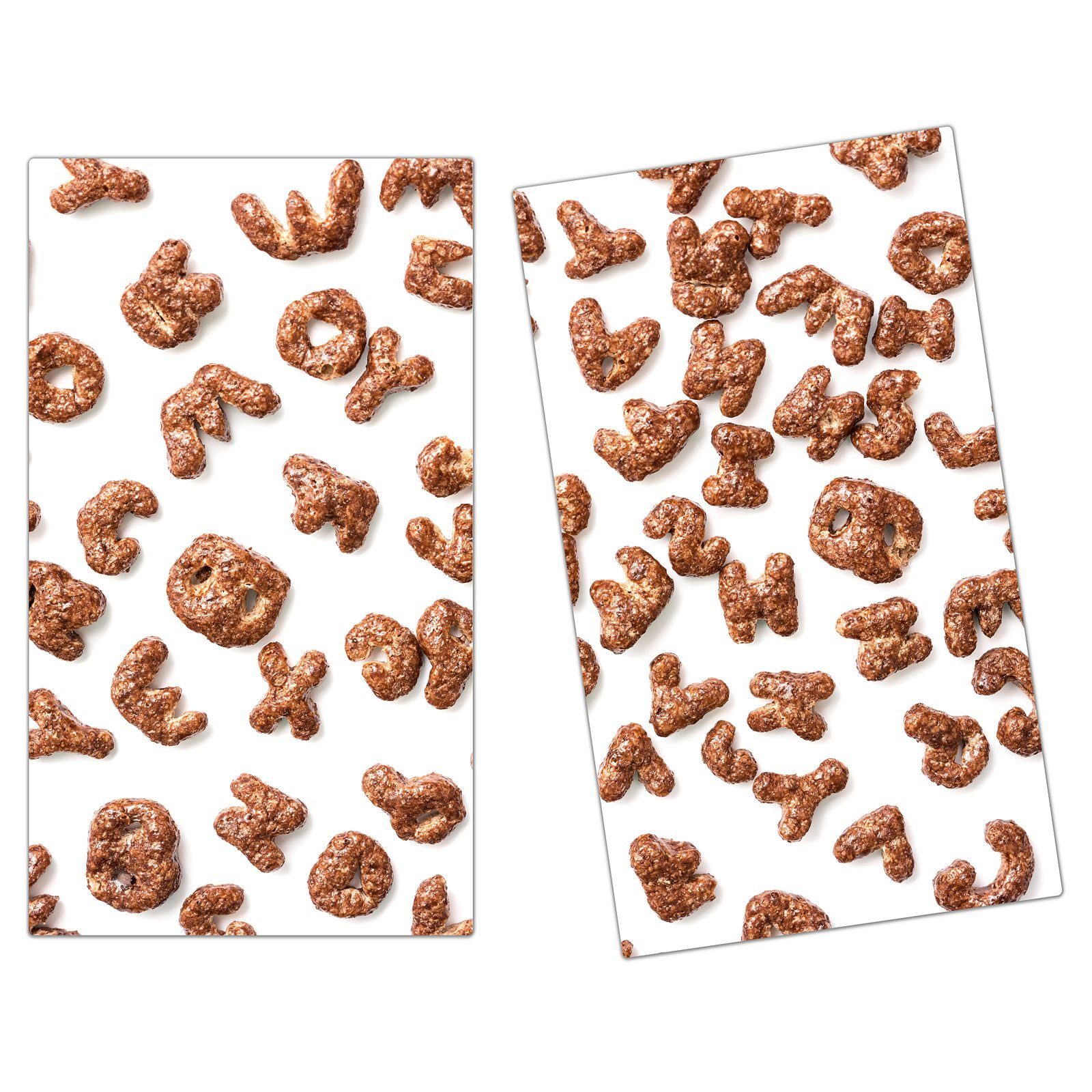 Primedeco Herd-Abdeckplatte Herdabdeckplatte Spritzschutz aus Glas Buchstaben aus Schokolade, Glas, (2 tlg) | Herdabdeckplatten