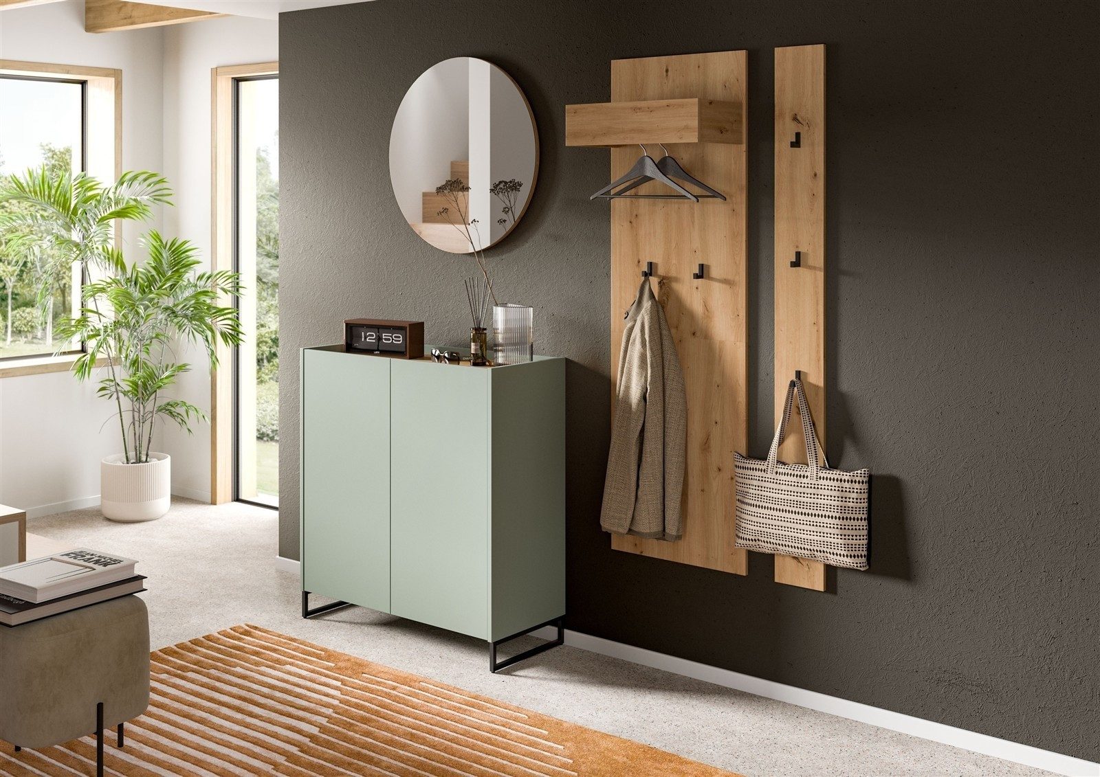 freiraum Garderoben-Set Drive, in Salbei - 197x206x32cm (BxHxT)