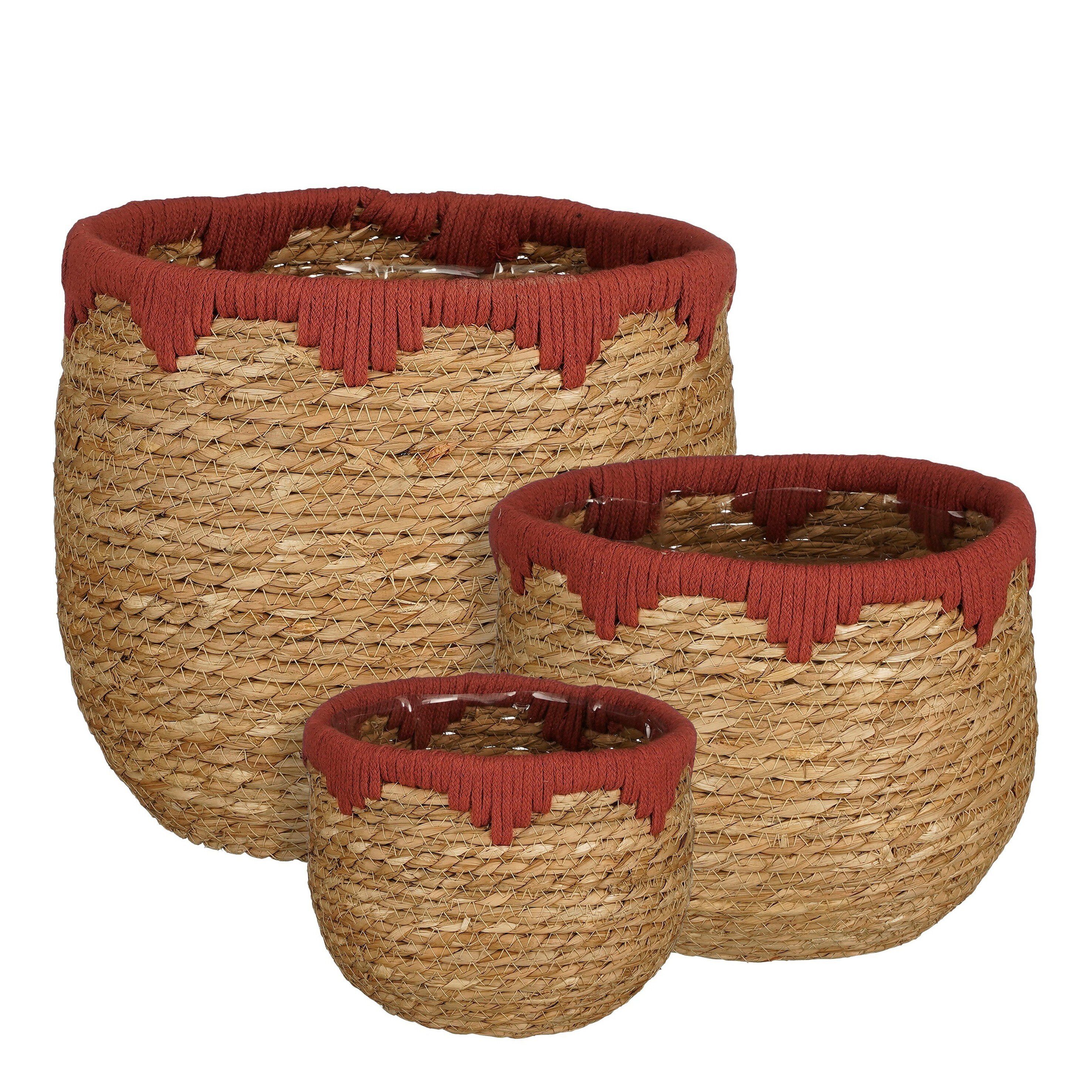 Mica Decorations Blumentopf Mica Decorations Jorck Korb rund rot Satz von 3 - h24xd26cm