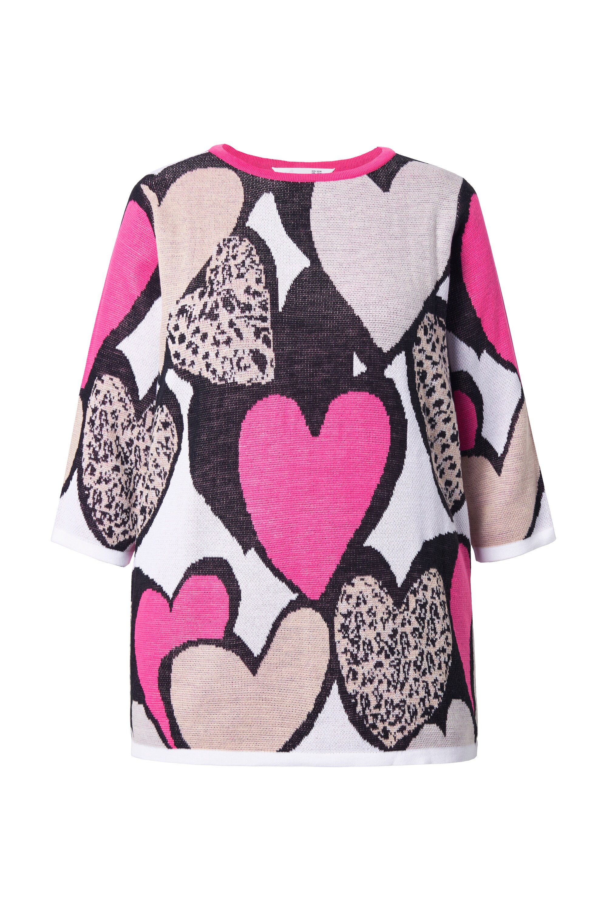 MIAMODA Strickpullover Pullover Loose Fit Herzen 3/4-Ärmel günstig online kaufen