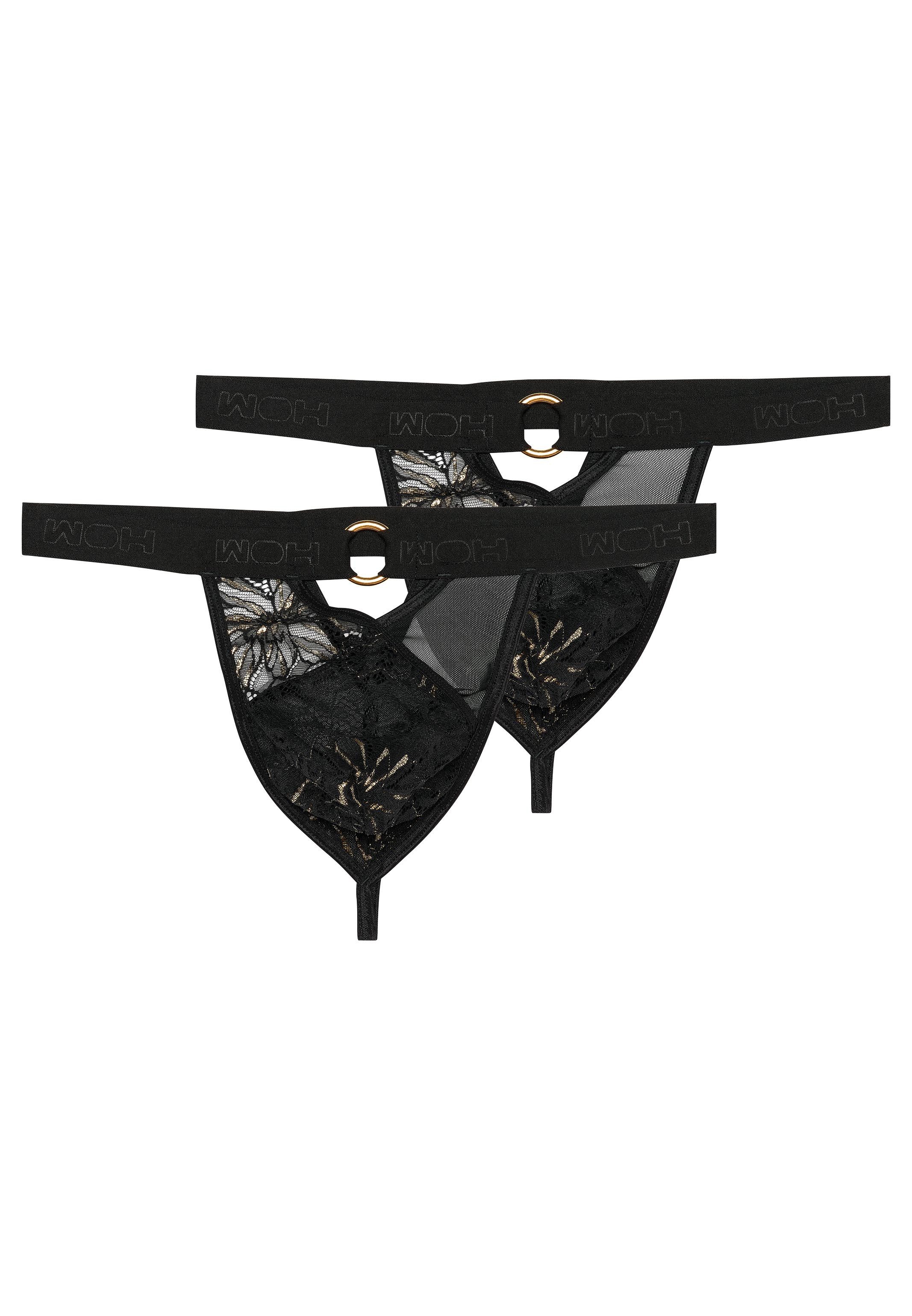 WOH String 2er Pack Pure Seduction (Spar-Set, 2-St) String - mit Eingriff - Leicht - Spitze und Tüll kombiniert