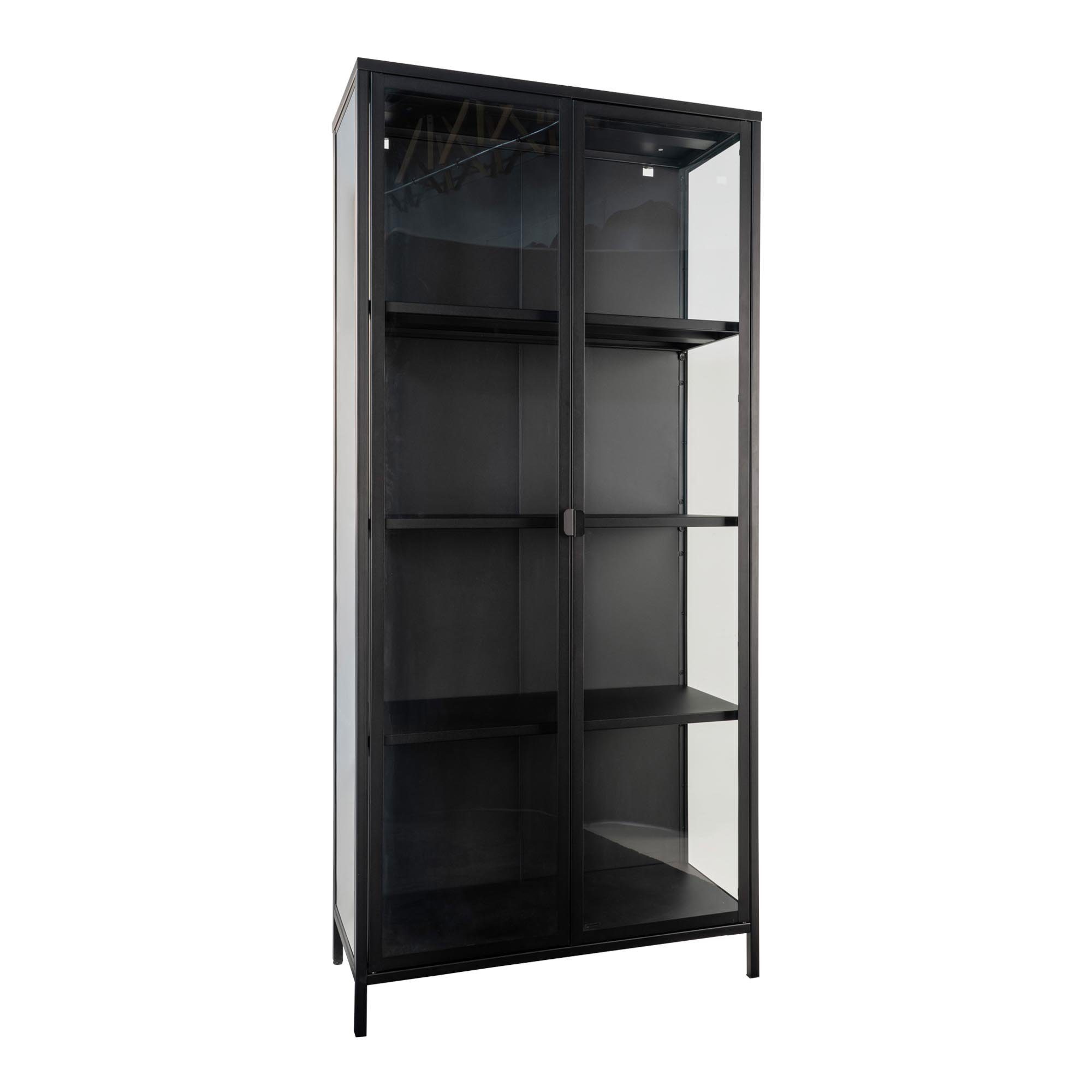 ebuy24 Vitrine Brisbane Vitrinenschrank Höhe 175 cm, schwarz.