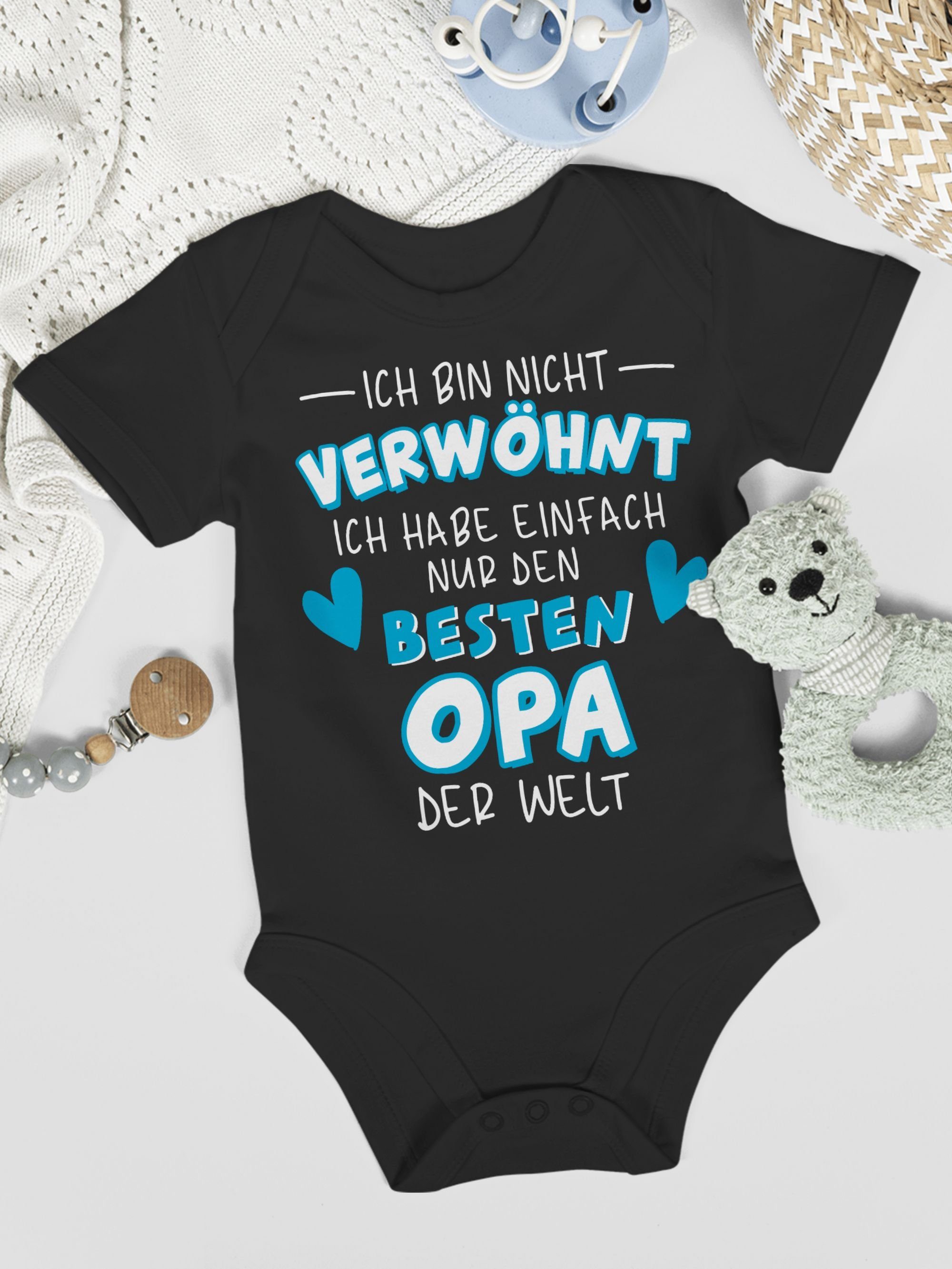 verwöhnt Welt Shirtbody habe - bin Schwarz einfach nicht nur besten 3 Baby Ich Sprüche Opa Shirtracer der Ich den