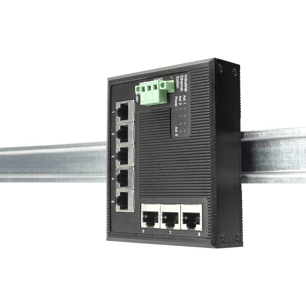 Digitus Industrial 8-Port Gigabit Flat Switch DIN rail, erweiterter DN-651127 Netzwerk-Switch