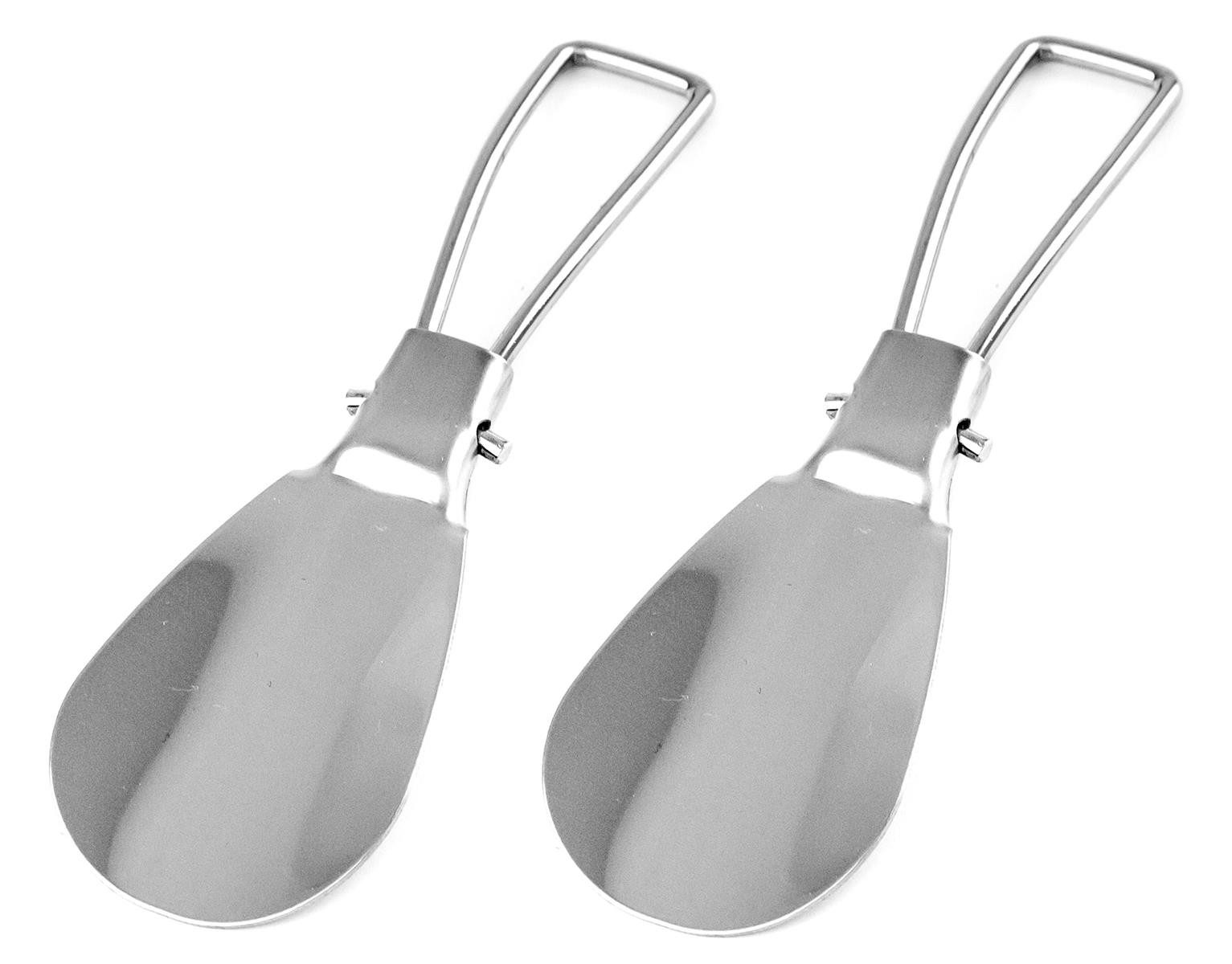 Lantelme Schuhlöffel 2 Stück Edelstahl klappbar 13cm flach und klein Schuhanzieher Metall (2-tlg), Metall Schuhanziehhilfe mini für Zuhause und auf Reise
