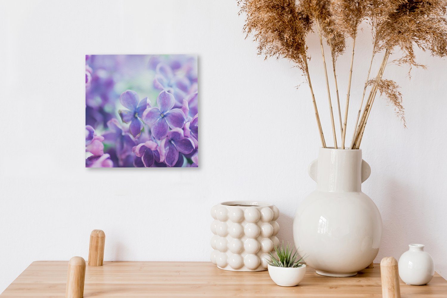 Wohnzimmer von St), Bilder Leinwand Fliederblüten, Nahaufnahme OneMillionCanvasses® für (1 Schlafzimmer Leinwandbild lila