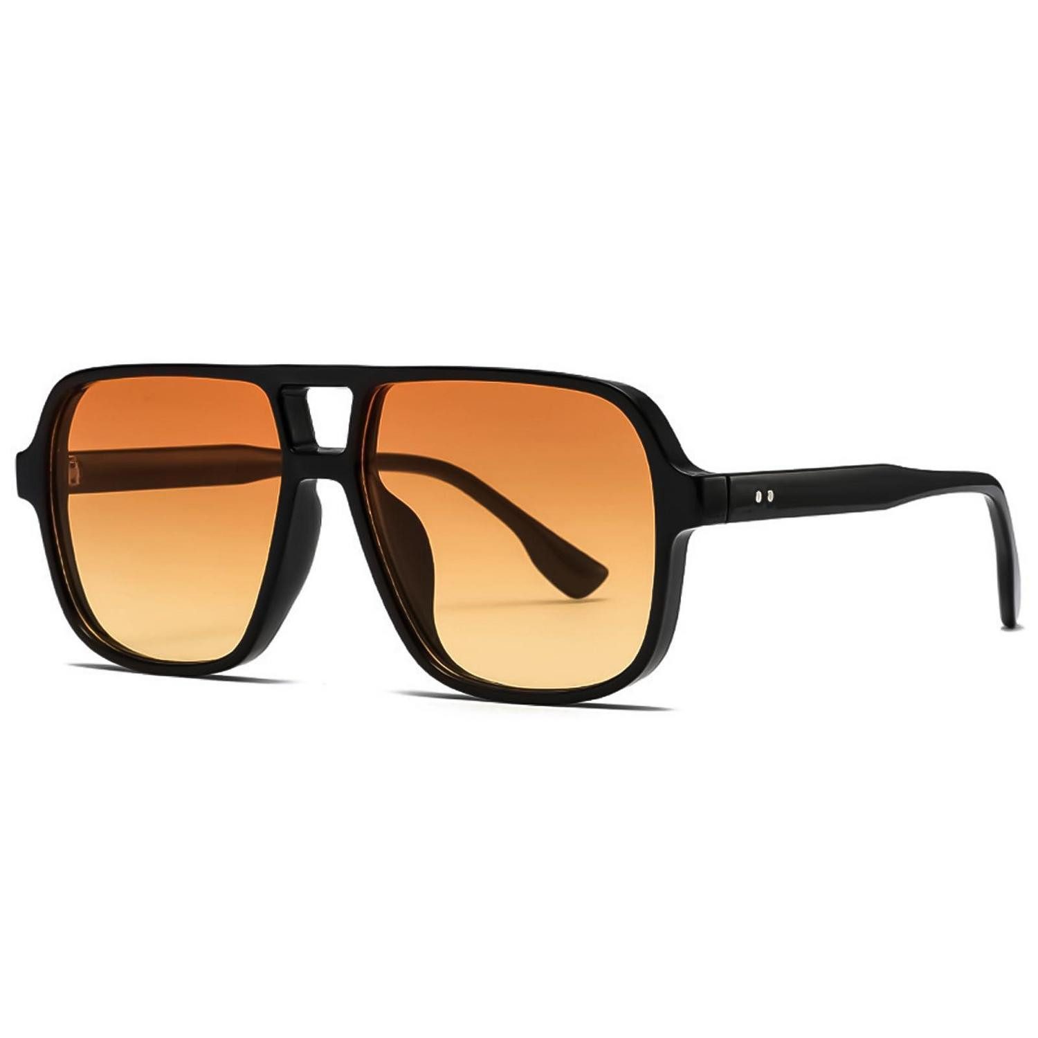 LuxusKollektion Retrosonnenbrille Sonnenbrille Pilotenbrille 70er Schwarz Gradient Orange 56 Millimeter