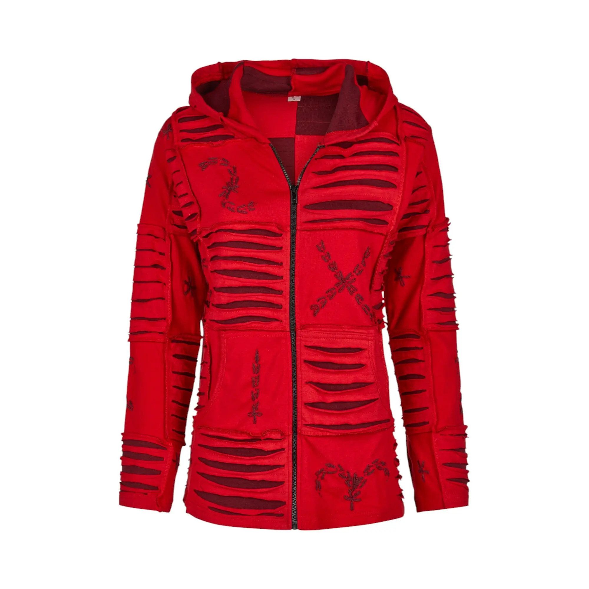 Mein Style Sweatjacke Baumwoll Patch Jacke Rot (1 Stück, 1-tlg., 1 Stück) kann als Jacke oder Pullover getragen werden