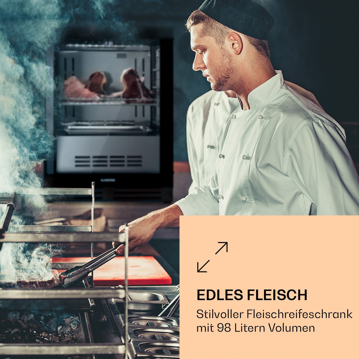 Klarstein Reifeschrank Steakhouse Pro 98, 98 l, Elektrische Fleischkühlschrank LED Touch Kühlen 98 L