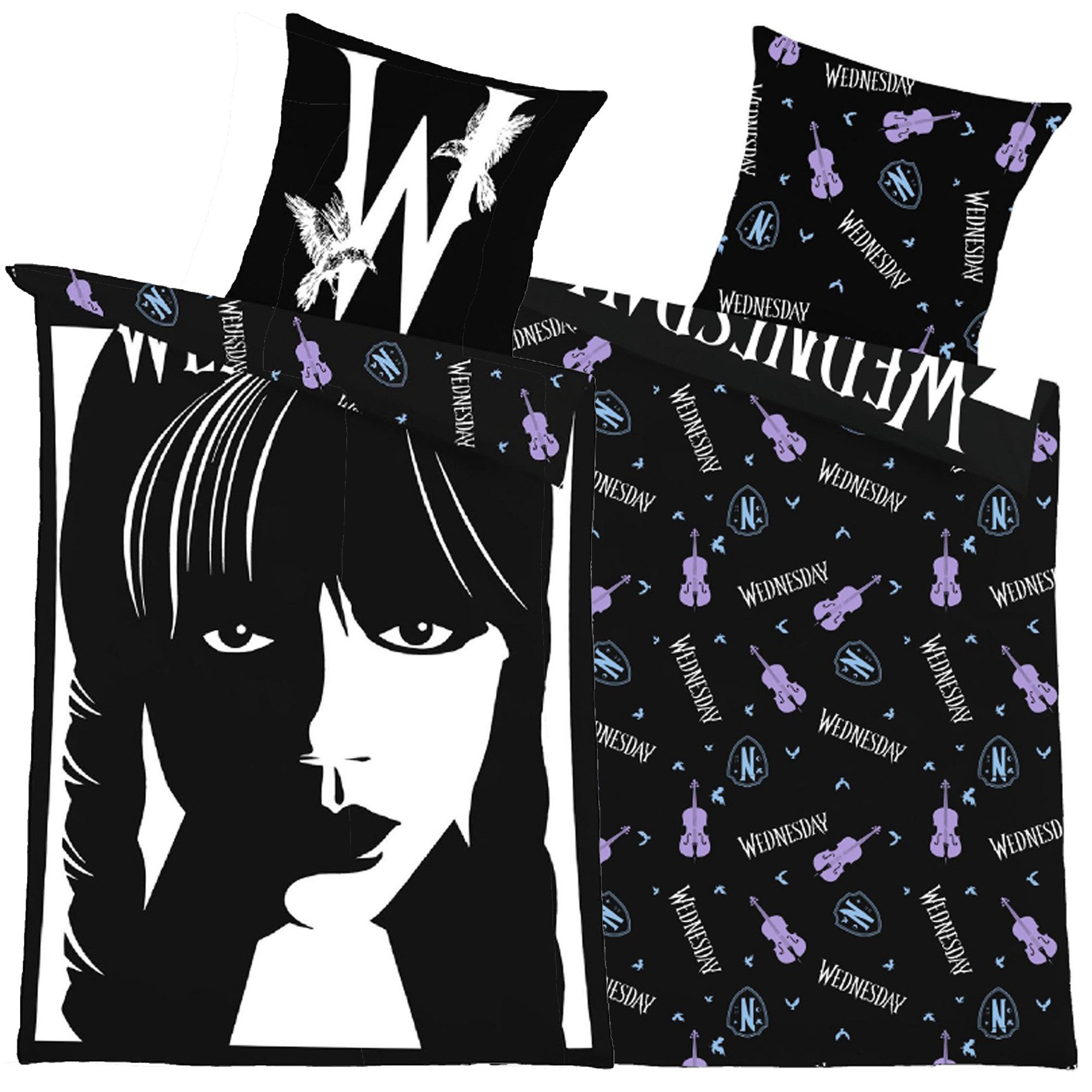 BERONAGE Jugendbettwäsche Wednesday Bettwäsche Linon / Renforcé, 2 teilig, günstig online kaufen