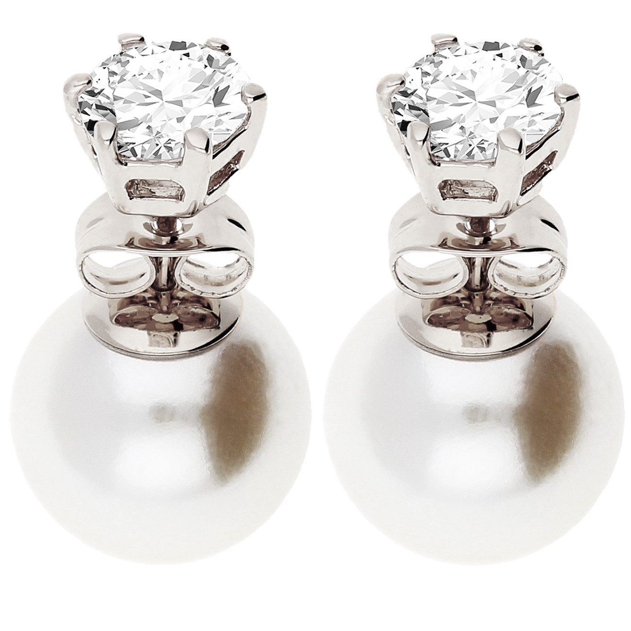 LÖB Paar Ohrstecker Silber Ohrringe Zirkonia Stein Doppel Zwei Perlen Perle günstig online kaufen