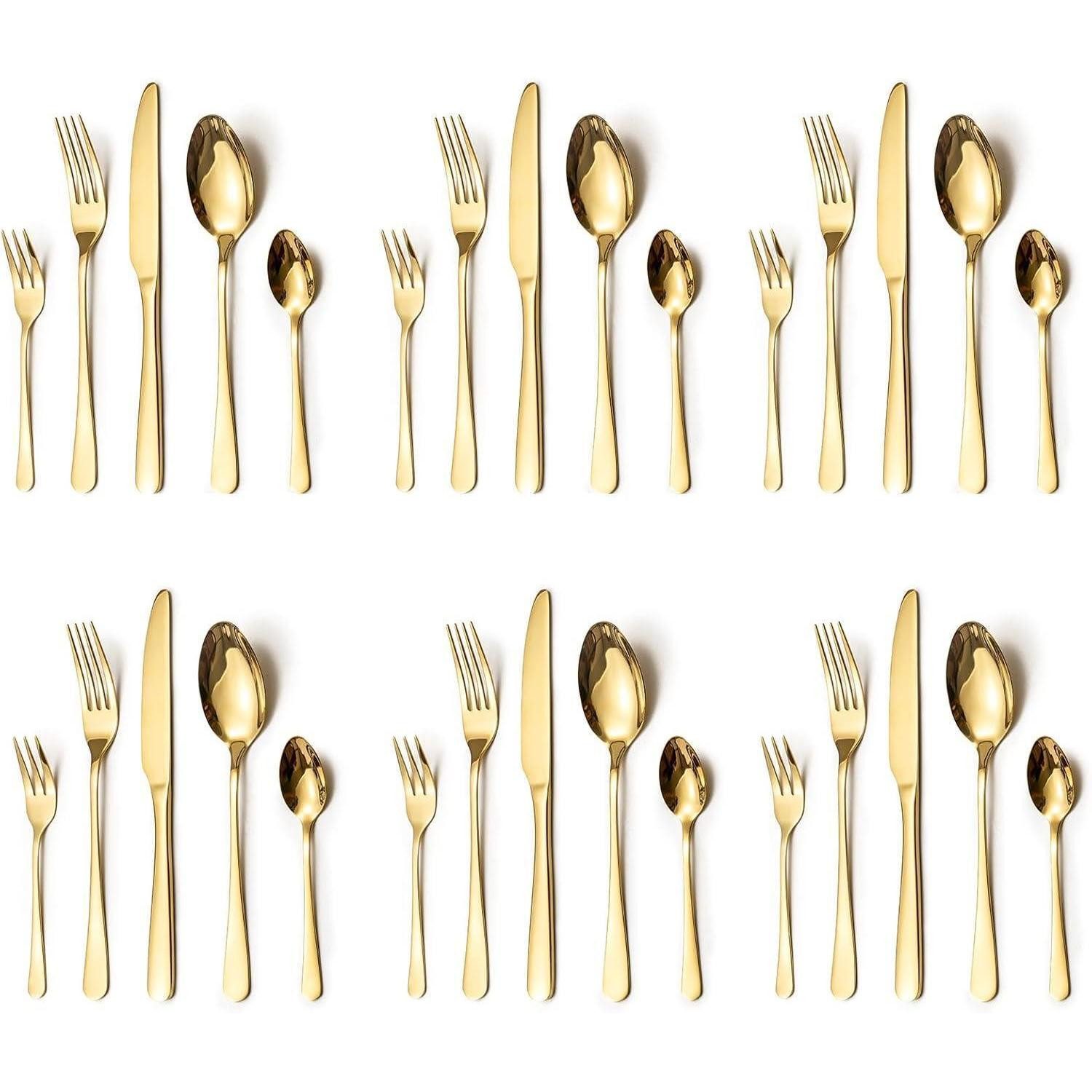 LuxusKollektion Kochbesteck-Set Besteckset Edelstahl Gold 30tlg Spülmaschinenfest 30 Stück gold