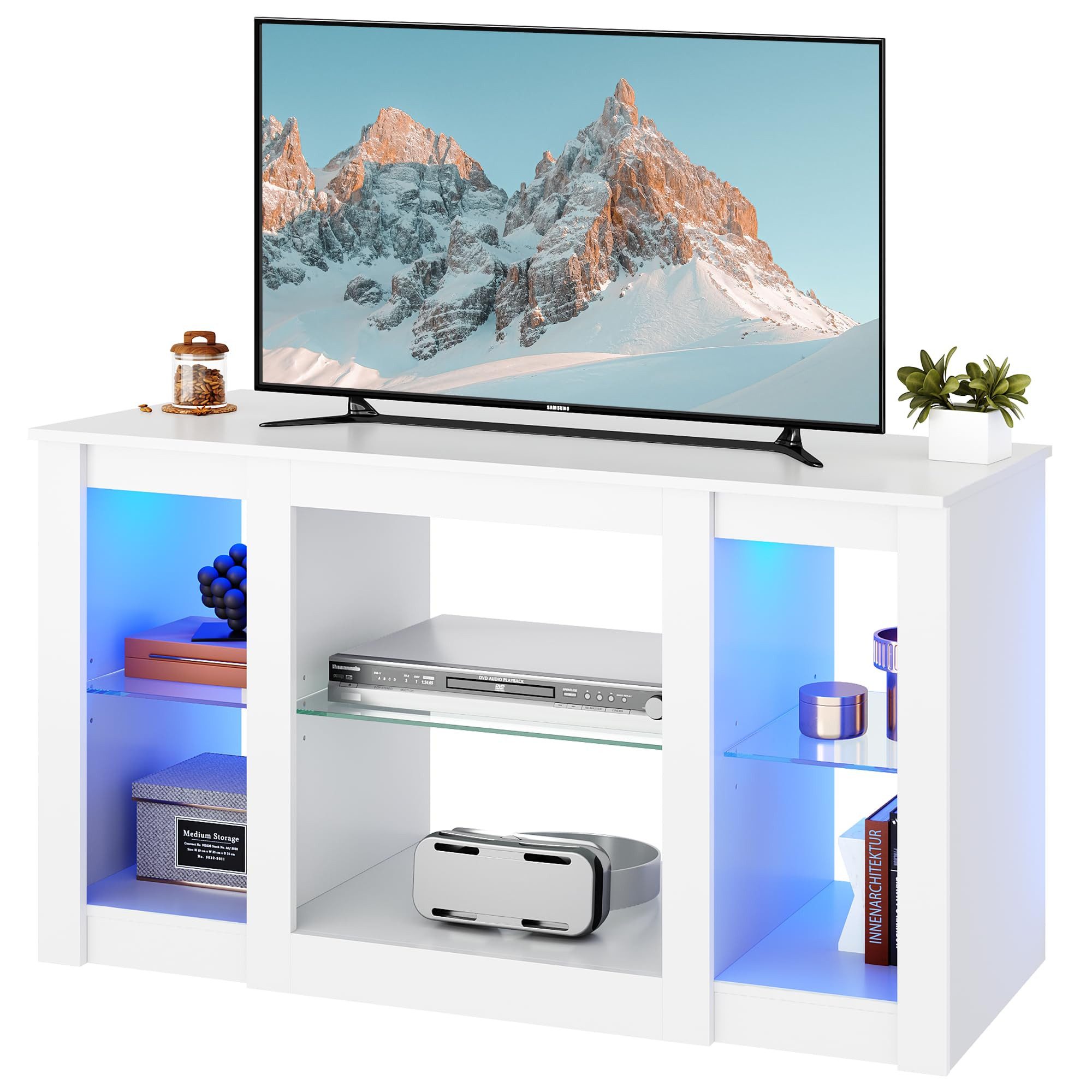 WLIVE Lowboard TV-Schrank mit RGB-LED (22 Modi), 3 offene Fächer & verstell günstig online kaufen