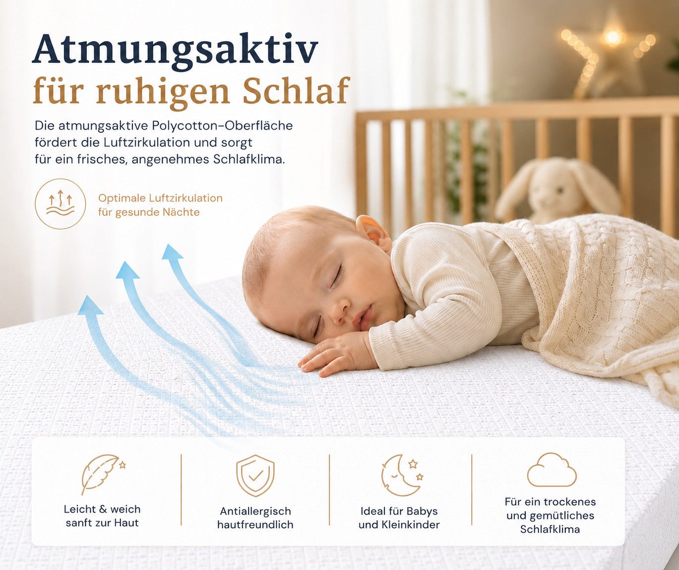 Kindermatratze – Premium, Sicher, Atmungsaktiv & Allergikerfreundlich, Best for Kids, 10 cm hoch, (Kindermatratze, 1x Kinder Matratze), allergikerfreundlich, schadstoffgeprüft, mittlerer Härtegrad
