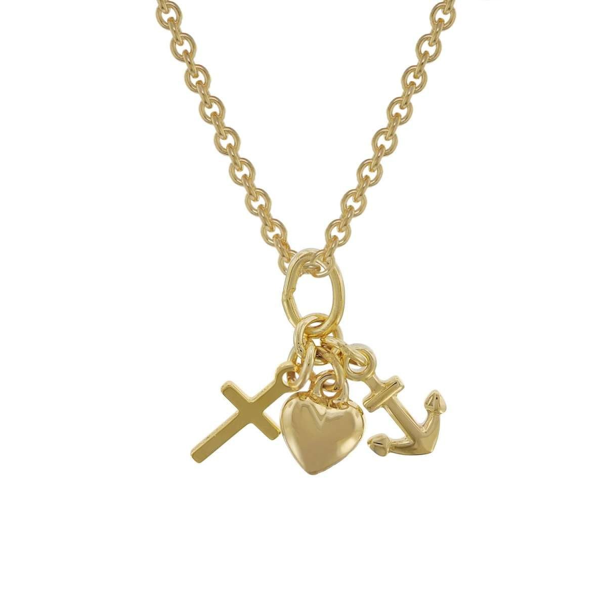 trendor Herzkette 35732, Anhänger für Kinder Gold 333 Glaube, Liebe, Hoffnung
