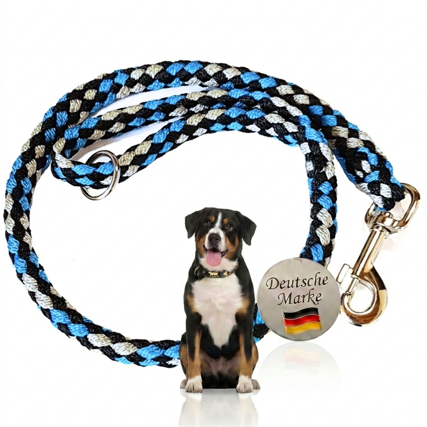 Activity4Dogs Hundeleine große Hunde bis 60 kg, mehrfarbig geflochten, 1,2 m lang, mit Schlaufe, ohne Naht, Qualität aus Deutschland