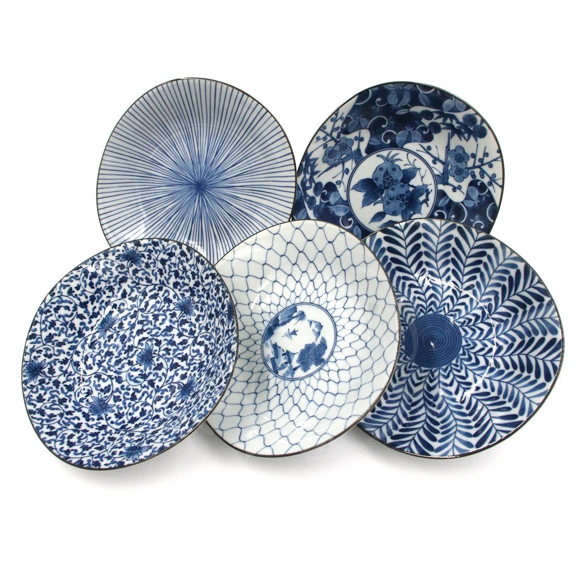 Ureshii Sushiteller Japanische Sushiplatten aus Porzellan Ai Egawari, 5-fach Set, (5 St)