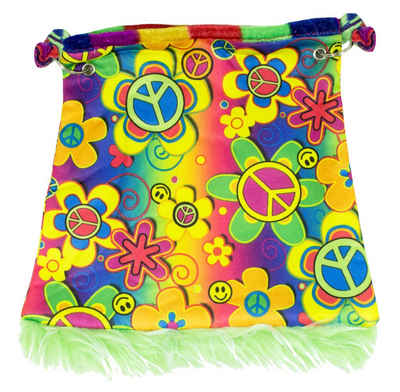 Das Kostümland Kostüm Hippie Peace Handtasche 'Flower Power' - Bunt, 70