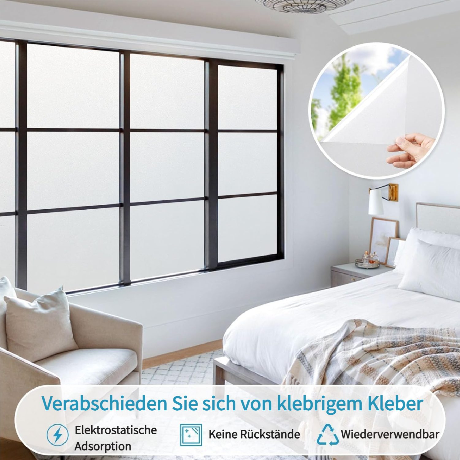 Coonoor Sonnenschutz-Fensterfolie Selbstklebende matte Fensterfolie, UV-Sch günstig online kaufen