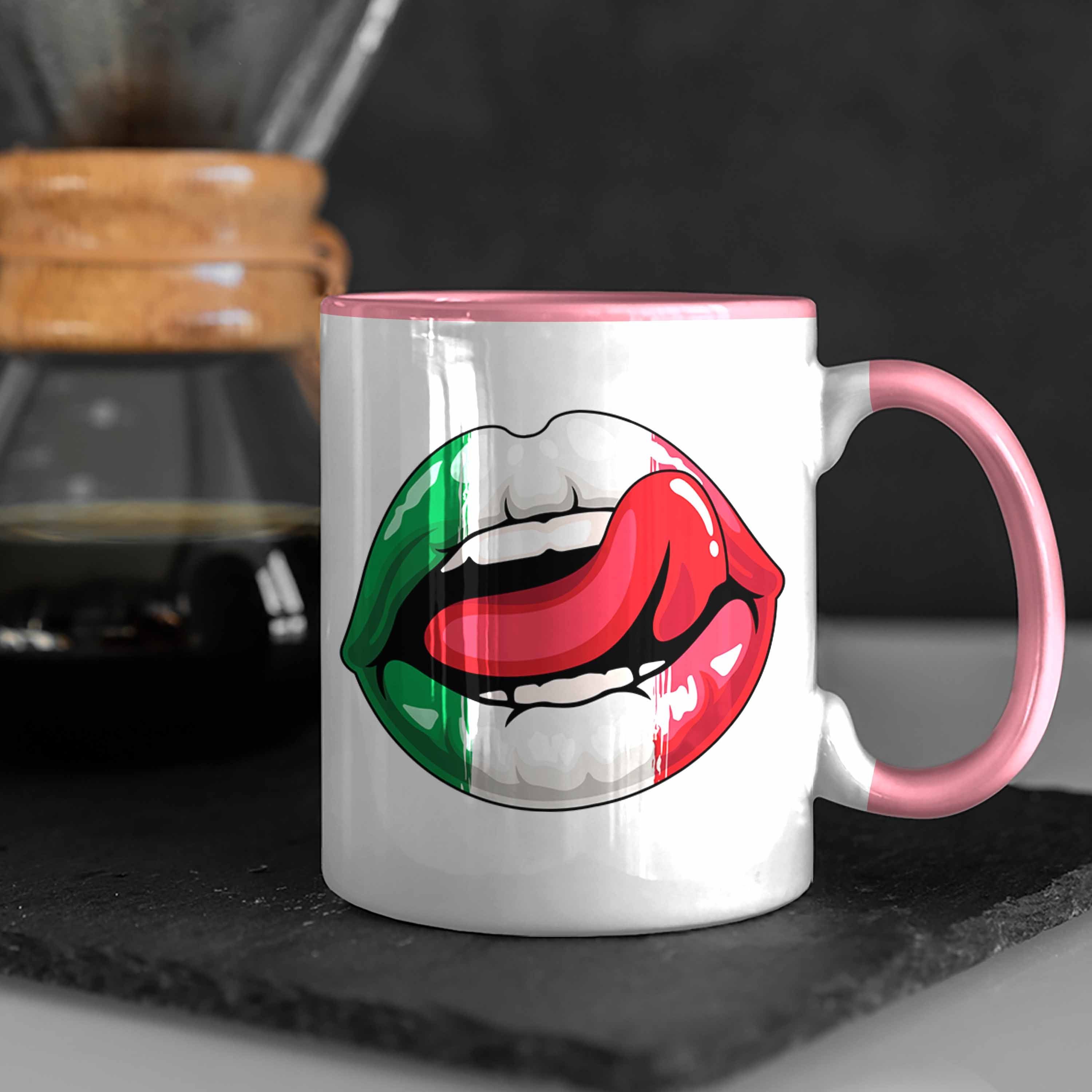 Sprüche Italien Trendation Geschenk Tasse Lippen Italiener Rosa Geschenkidee Tasse
