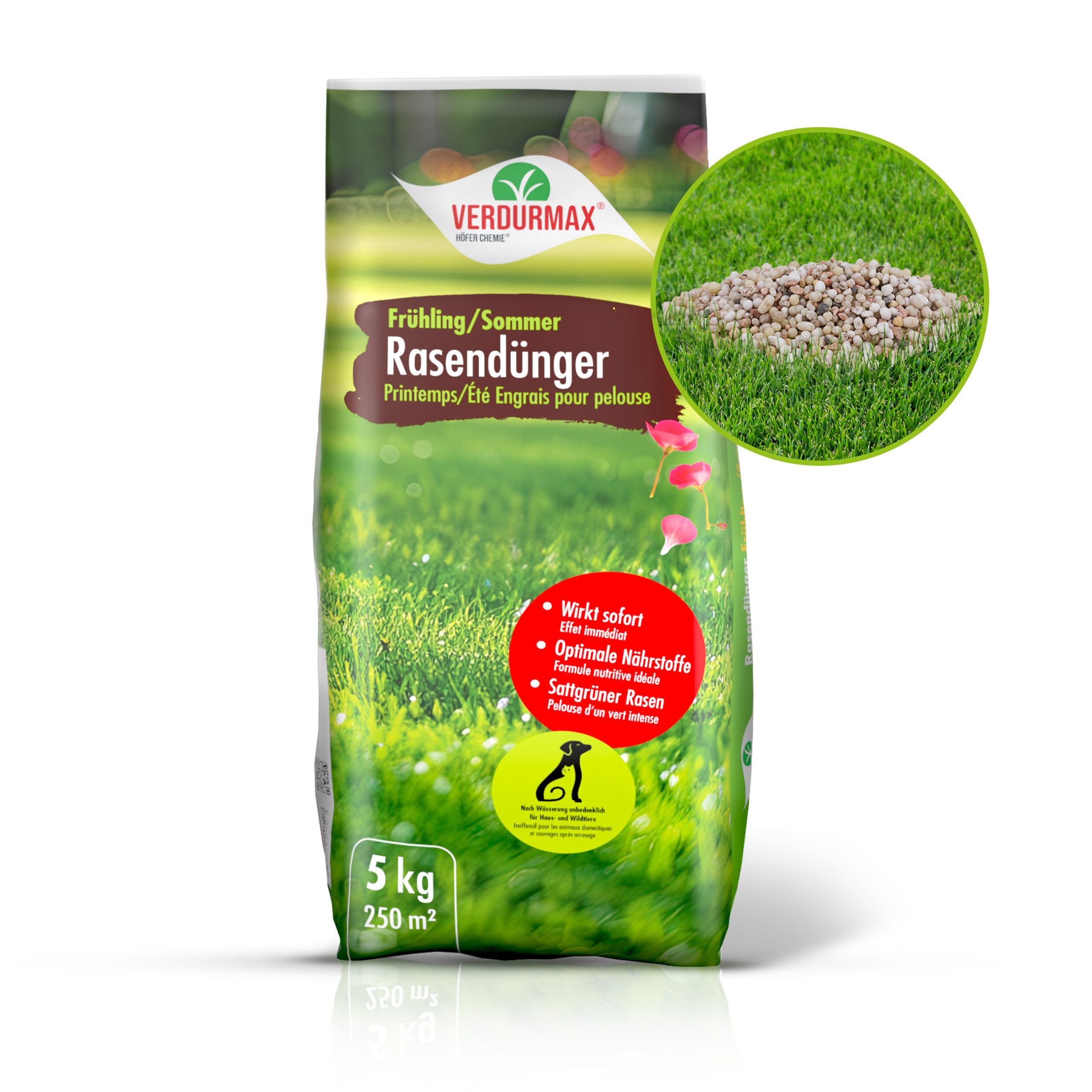 Höfer Chemie GmbH Rasendünger 5 kg VERDURMAX® Rasendünger Frühling / Sommer, Granulat, 1-St., Starkes Wachstum und sattes Grün