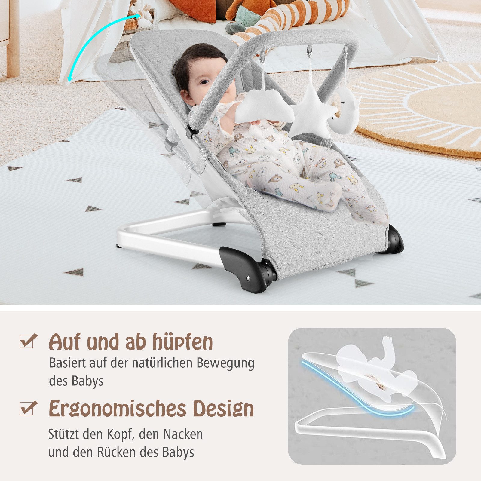 COSTWAY Babywippe, Babyschaukel mit 5-Punkt-Sicherheitsgurt & günstig online kaufen