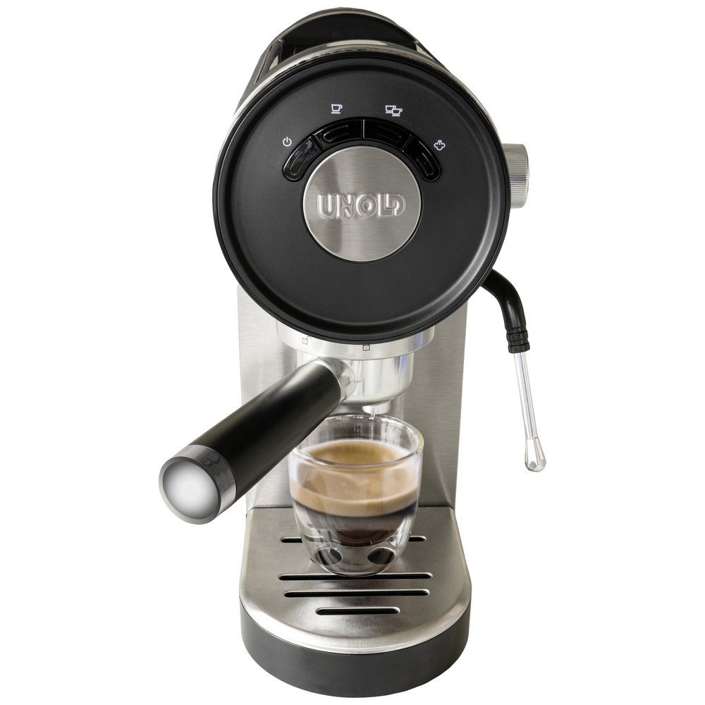 Piccopresso Espressomaschine 1 Schwarz Siebträger Edelstahl, mit Unold Espressomaschine Unold