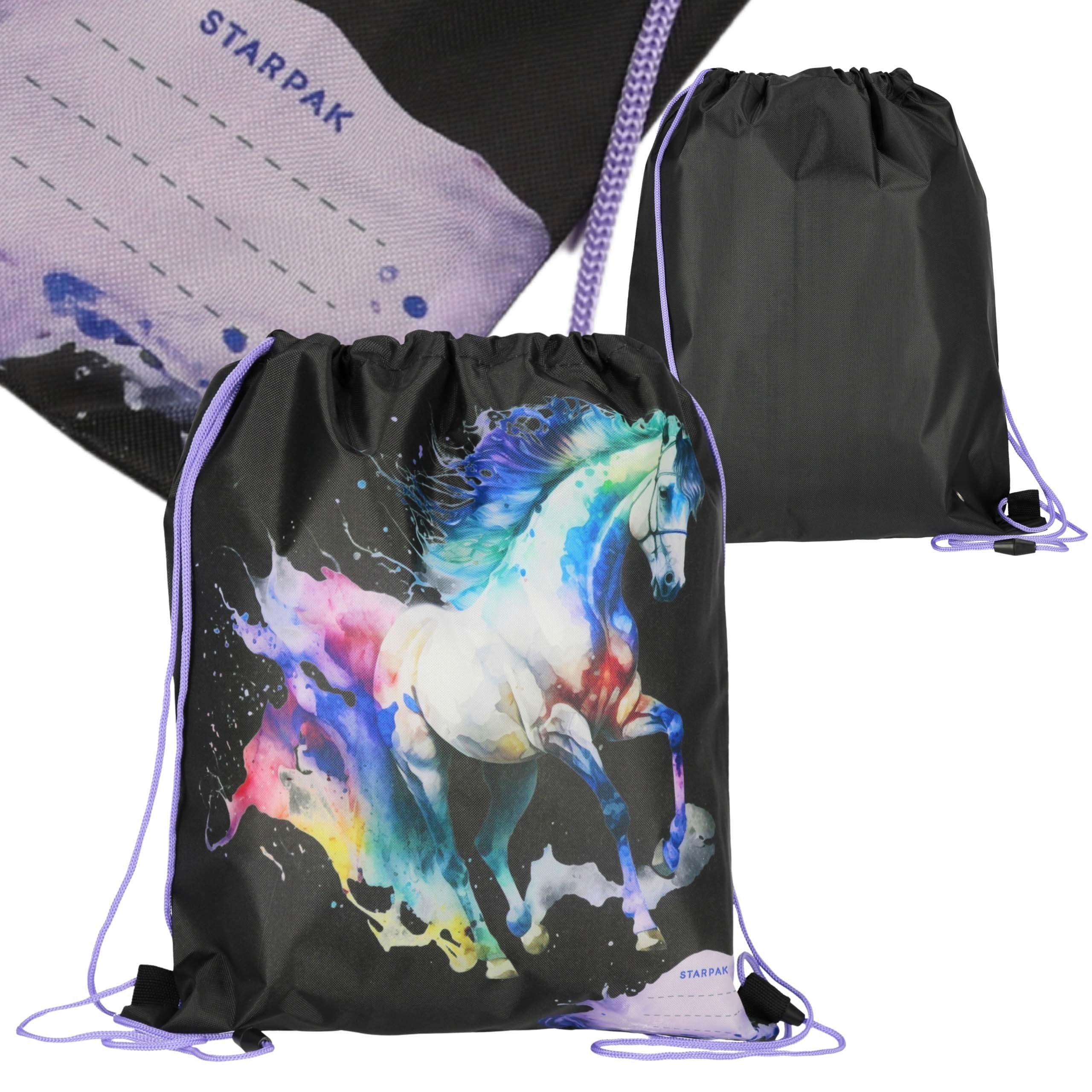 Sarcia.eu Turnbeutel Pferd Turnbeutel schwarz 32x38 cm für Mädchen, Sport, Schule