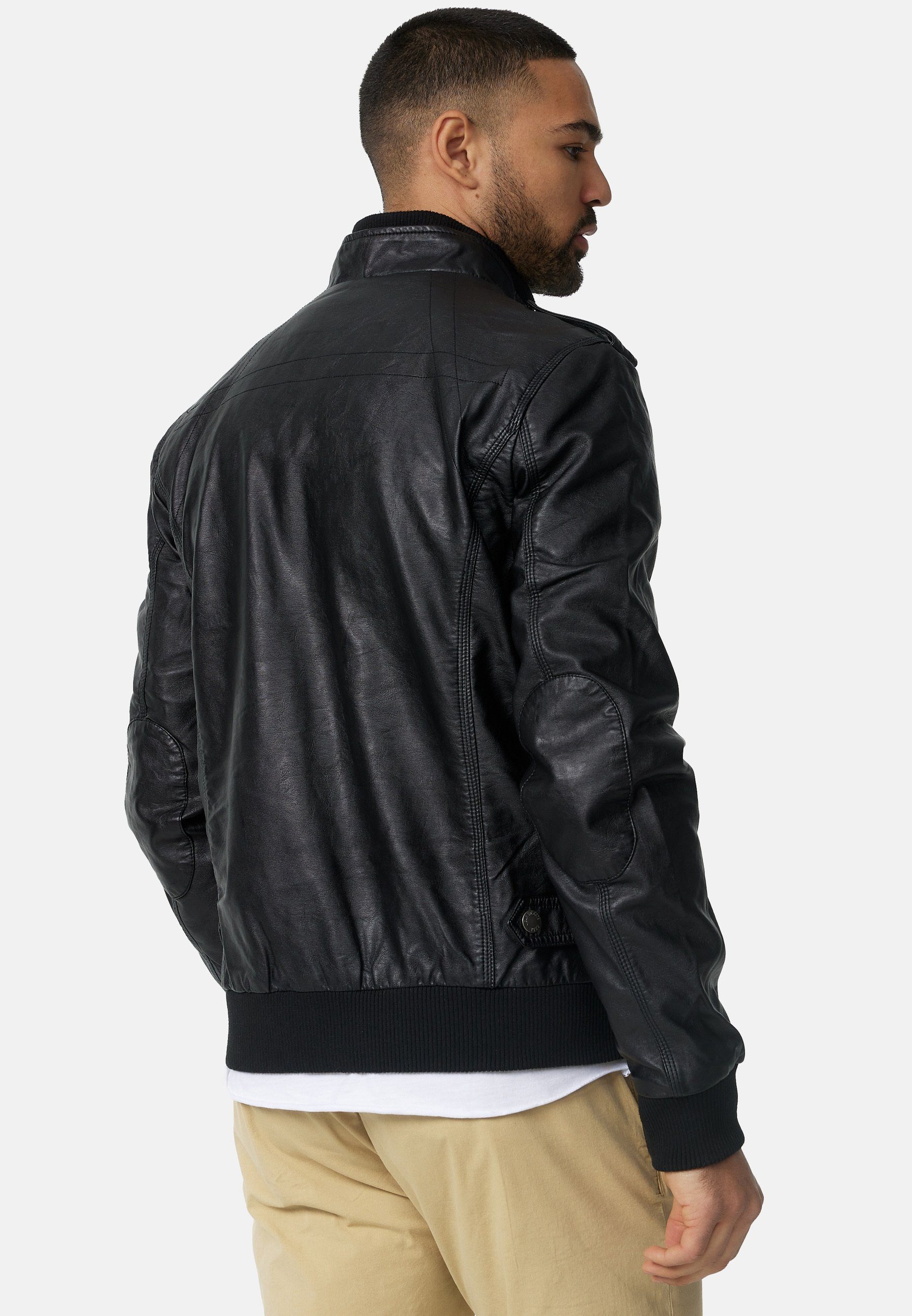 INDICODE Lederimitatjacke Herren Pawel Übergangsjacke Herrenjacke Kunstlederjacke mit Stehkragen – Bild 5 von 5