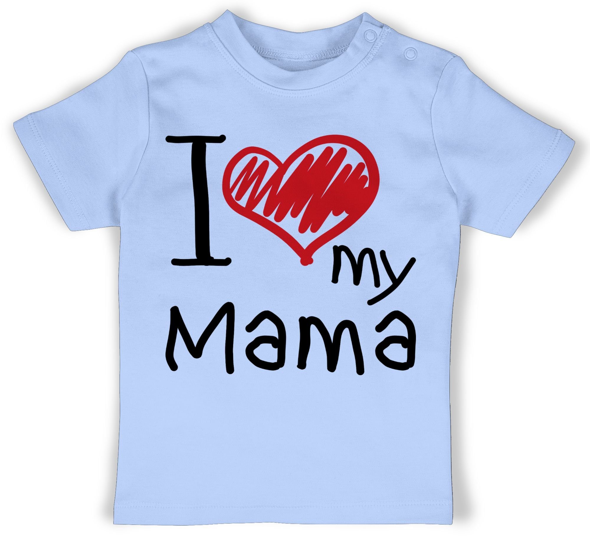 Shirtracer T-Shirt I love my Mama schwarz Muttertagsgeschenk 3 Babyblau