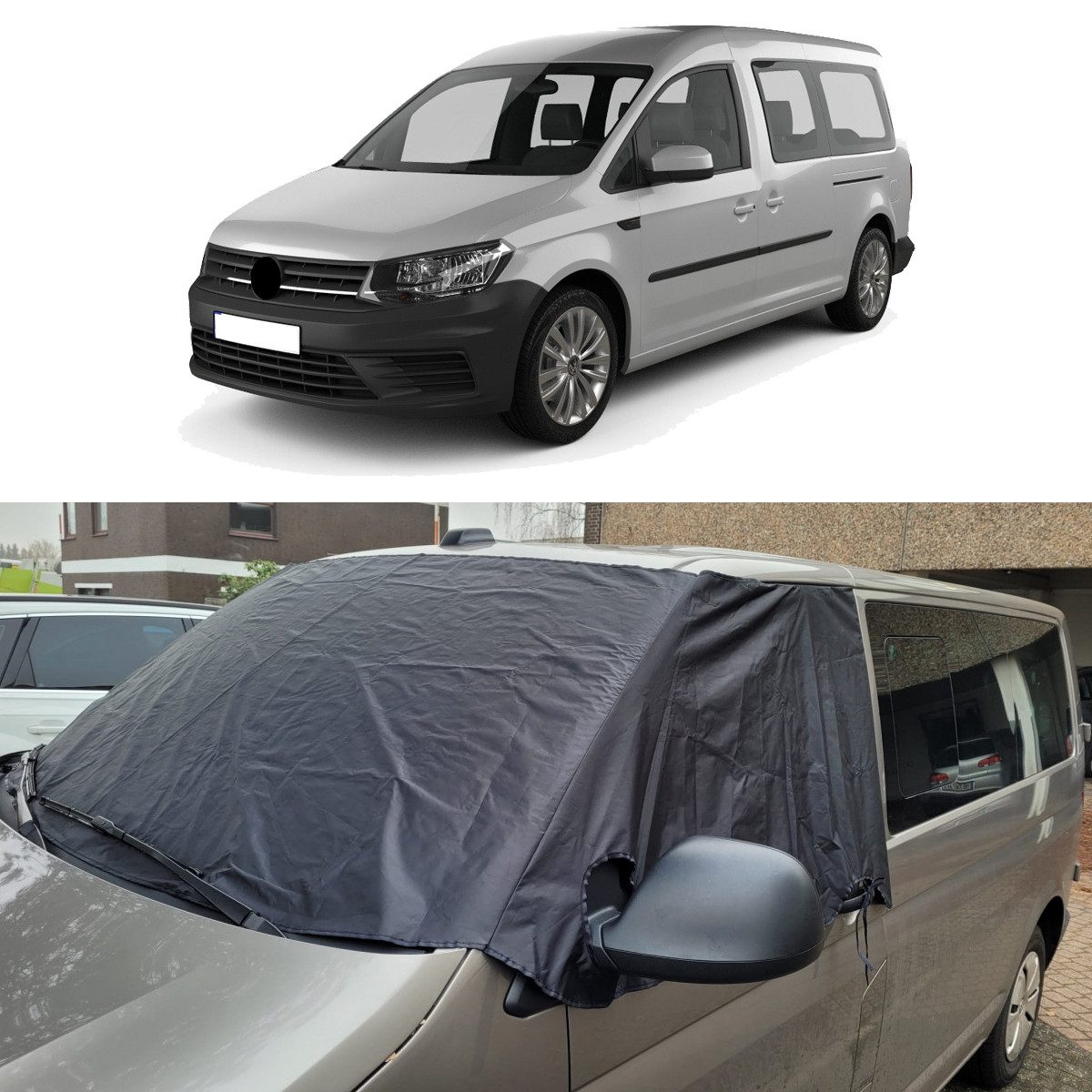 BREMER SITZBEZÜGE Frontscheibenabdeckung DISCAM für VW Caddy 3 / 4 Bj 2003-21, (Set, 1-St., Trennvorhang Abtrennungsgardine), in Schwarz