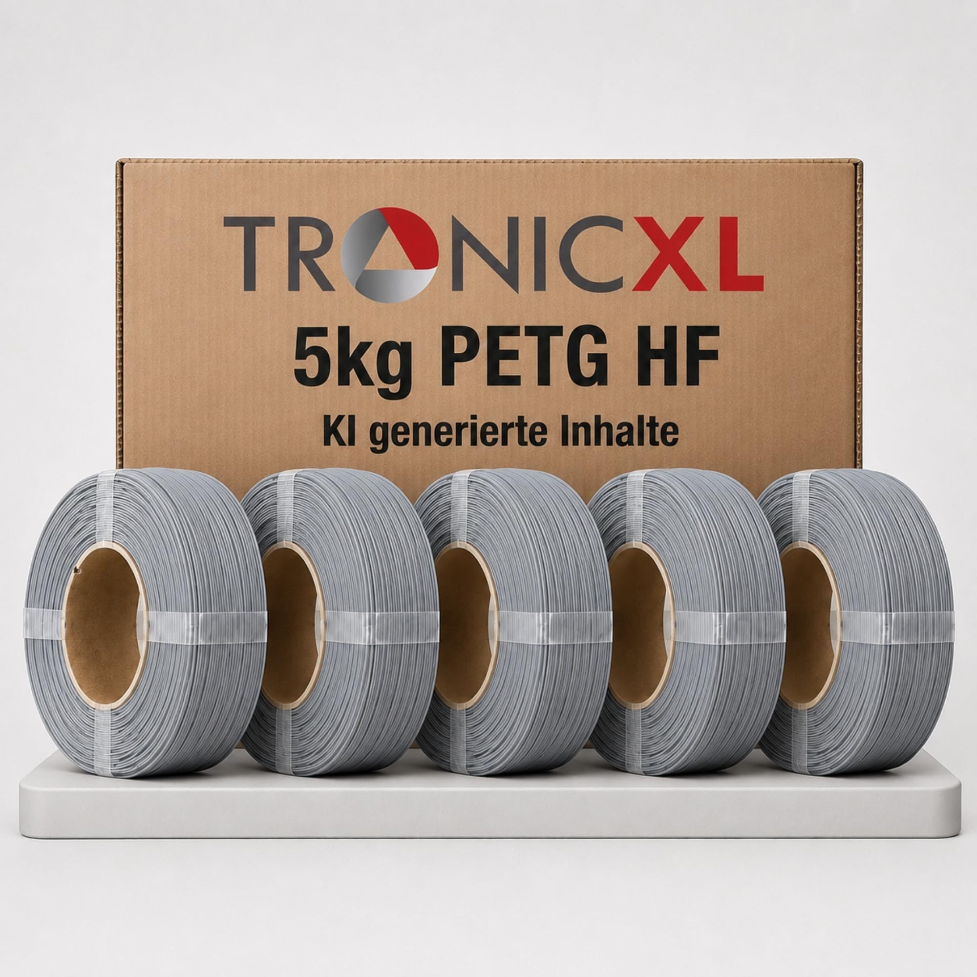 TronicXL Filament 5kg PETG-HF Filmanent GRAU Refill passend für Bambu Lab 3D Drucker, Zubehör Druck 33101 Highspeed 1,75mm Spule