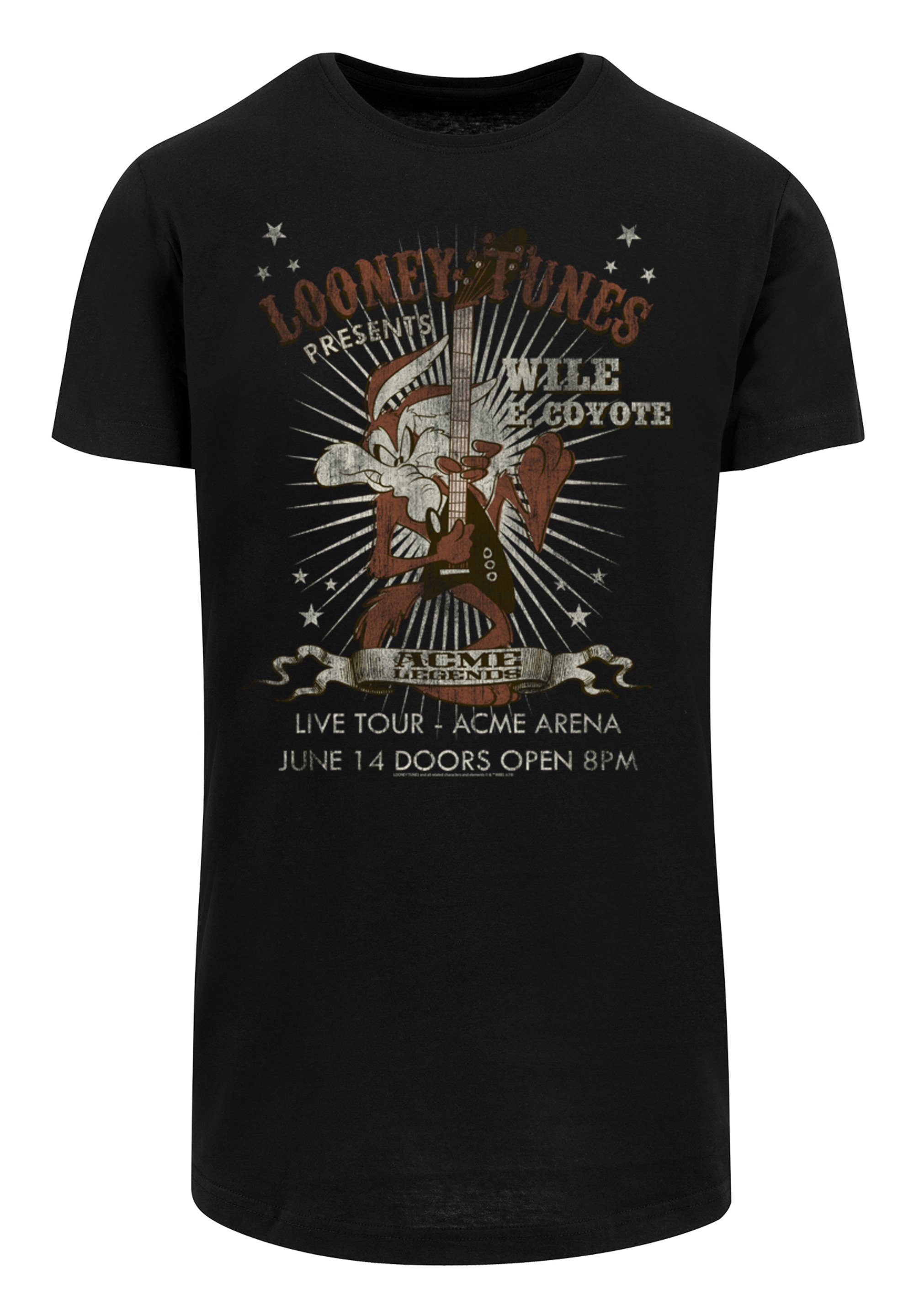 F4NT4STIC Kurzarmshirt Herren Wile E Coyote Guitar -BLK with Shaped Long Tee (1-tlg) | T-Shirts