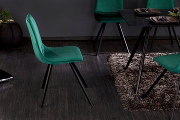 riess-ambiente Esszimmerstuhl AMSTERDAM CHAIR smaragdgrün / schwarz, Esszimmer · Samt · Metall · Retro