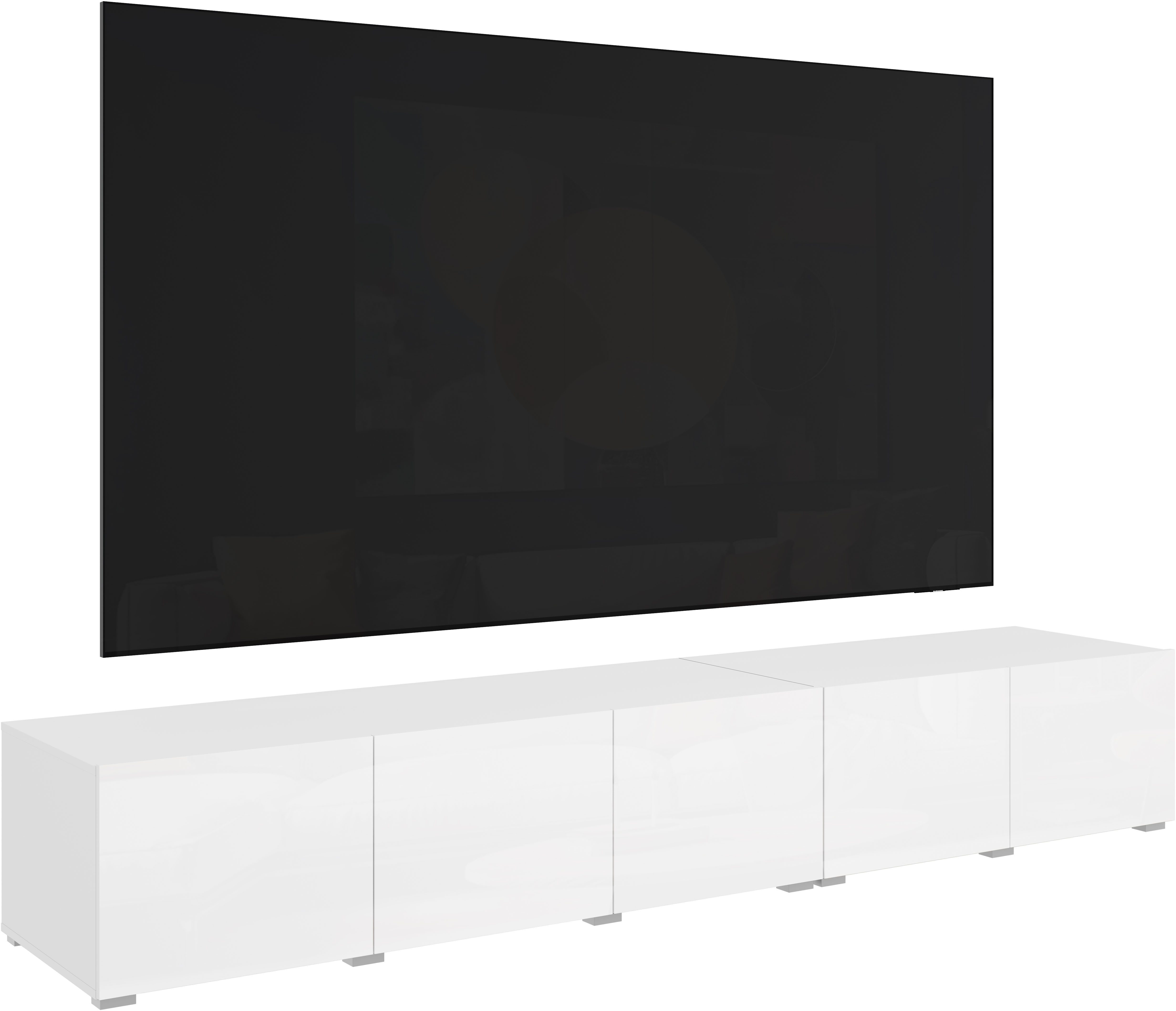 OTTO home Lowboard Denver 250 cm für bis zu 98-Zoll TVs - Weltmeisterschaft im XXL Format, Wahlweise mit oder ohne offenes Fach in der Mitte