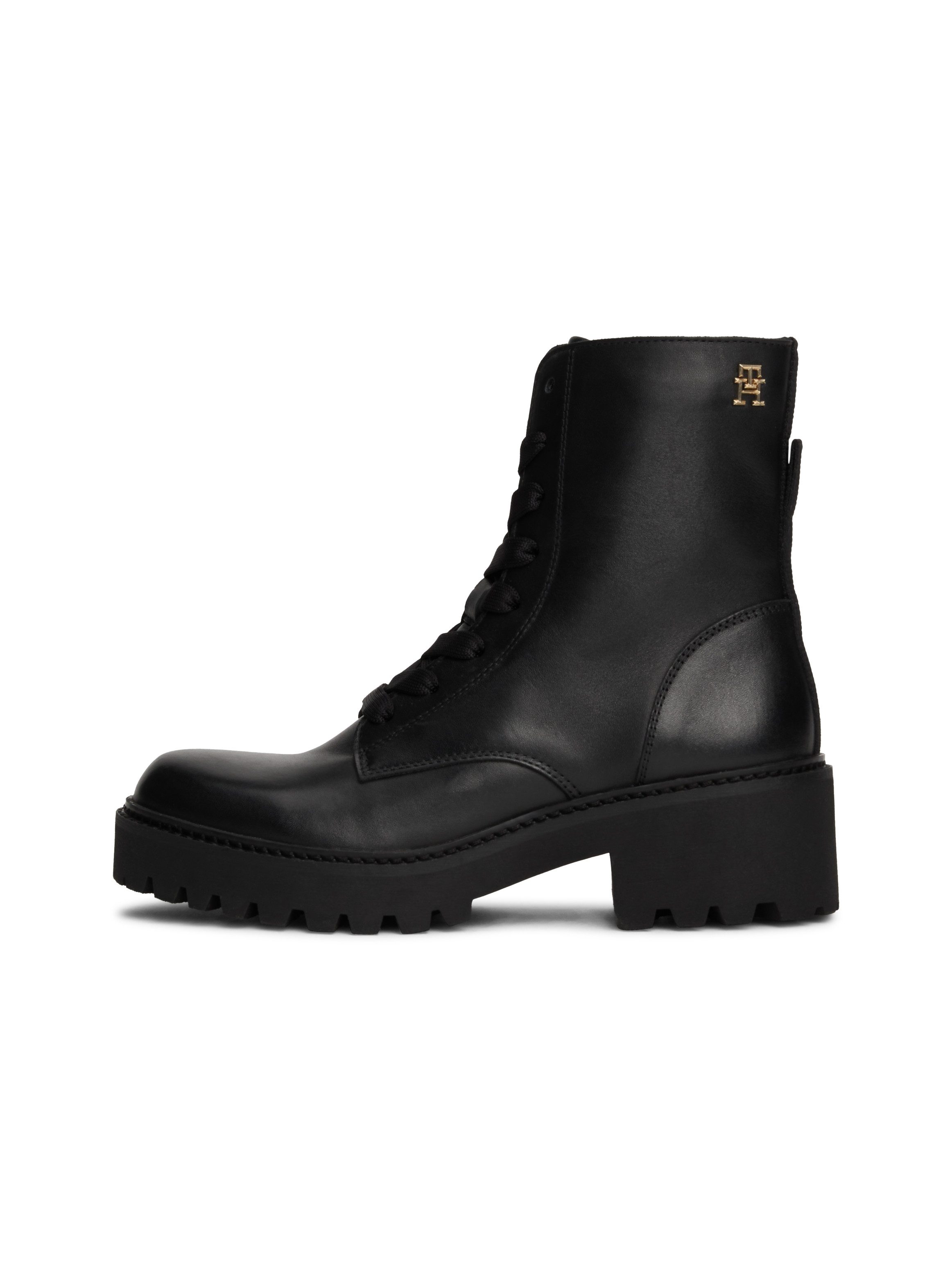 CHIC MID HEEL LEATHER LACE-UP Schnürstiefelette