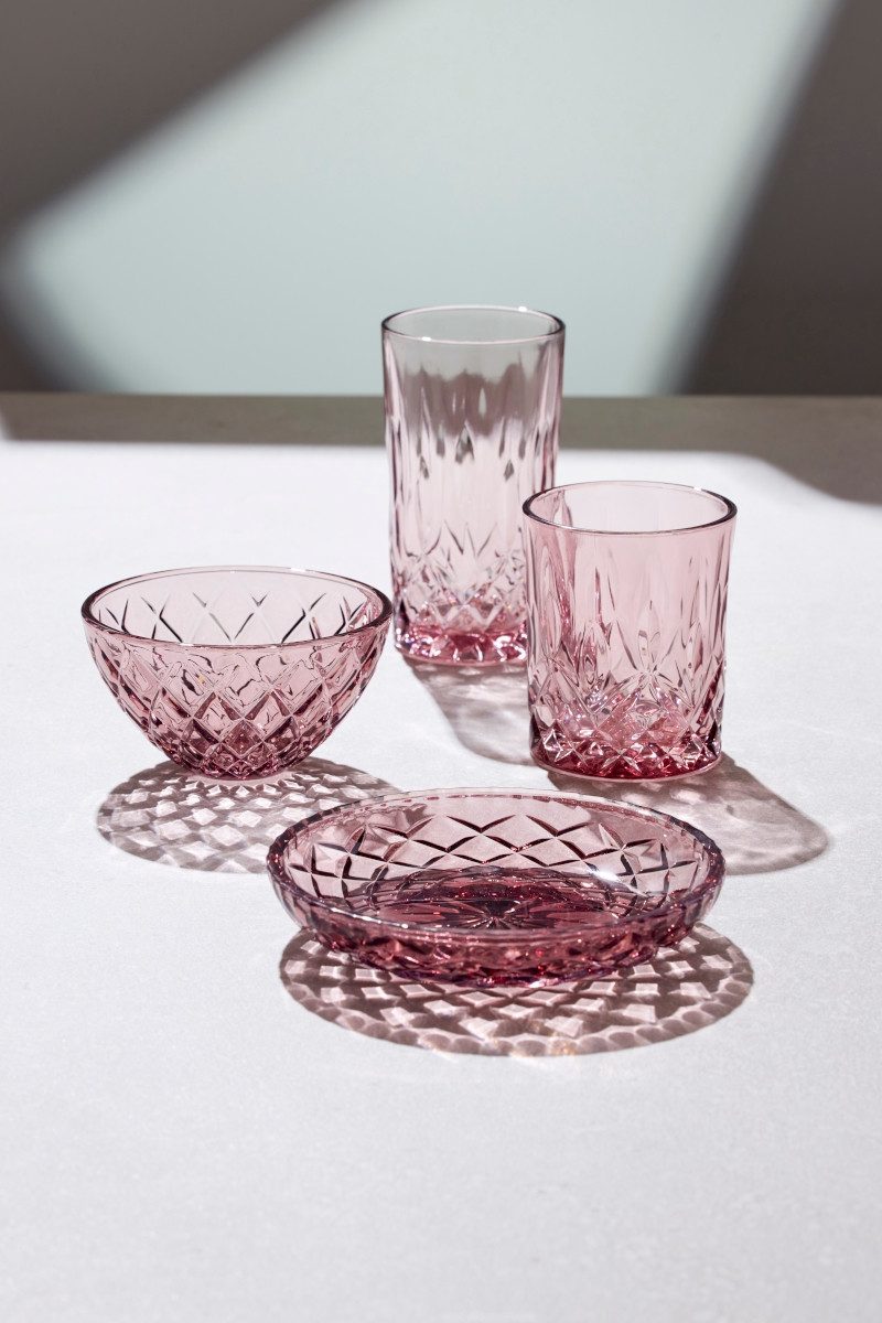 LYNGBY-GLAS Geschirr-Set Sorrento Schale Glas pink 12 cm Set4, Glas, Schale Sorrento 12 cm 4 Stck. Pink Glas
