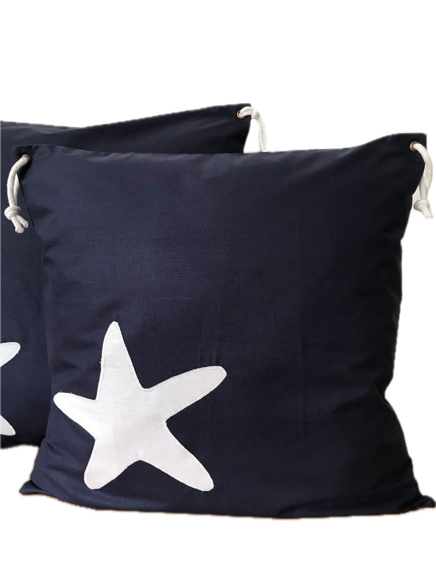 Ammerkind Декоративные подушки Maritime Подушкиhülle, Landhausstil, Seestern blau/weiß, 100% Handarbeit, Подушкиhülle ohne Füllung