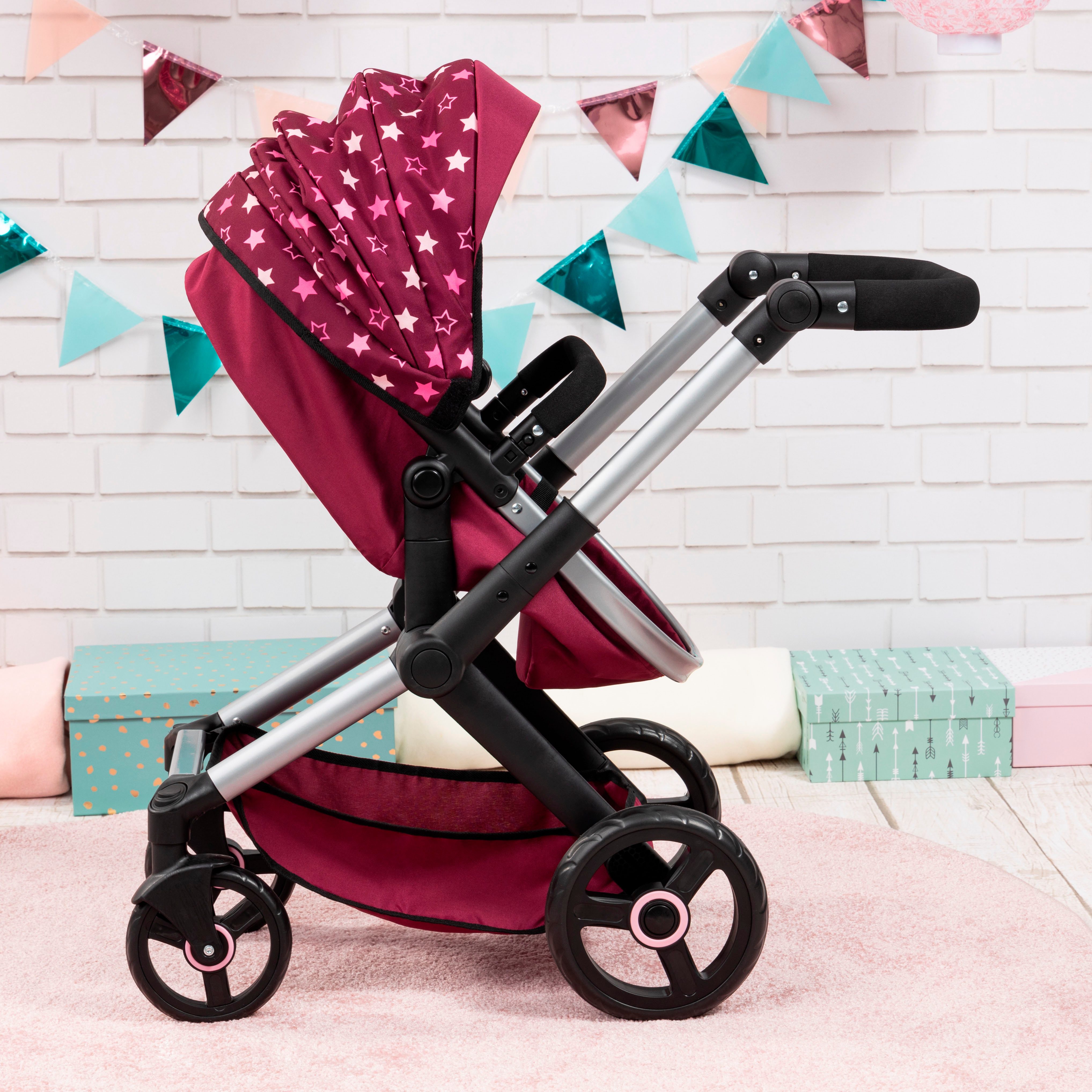 Bayer Kombi-Puppenwagen Xeo, bordeaux Sternchen günstig online kaufen
