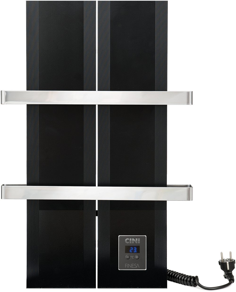 Finesa Elektrischer Badheizkörper mit Smarte Thermostat, Wärmeabgabe 400-1200W, 5 Jahre GARANTIE Schwarz