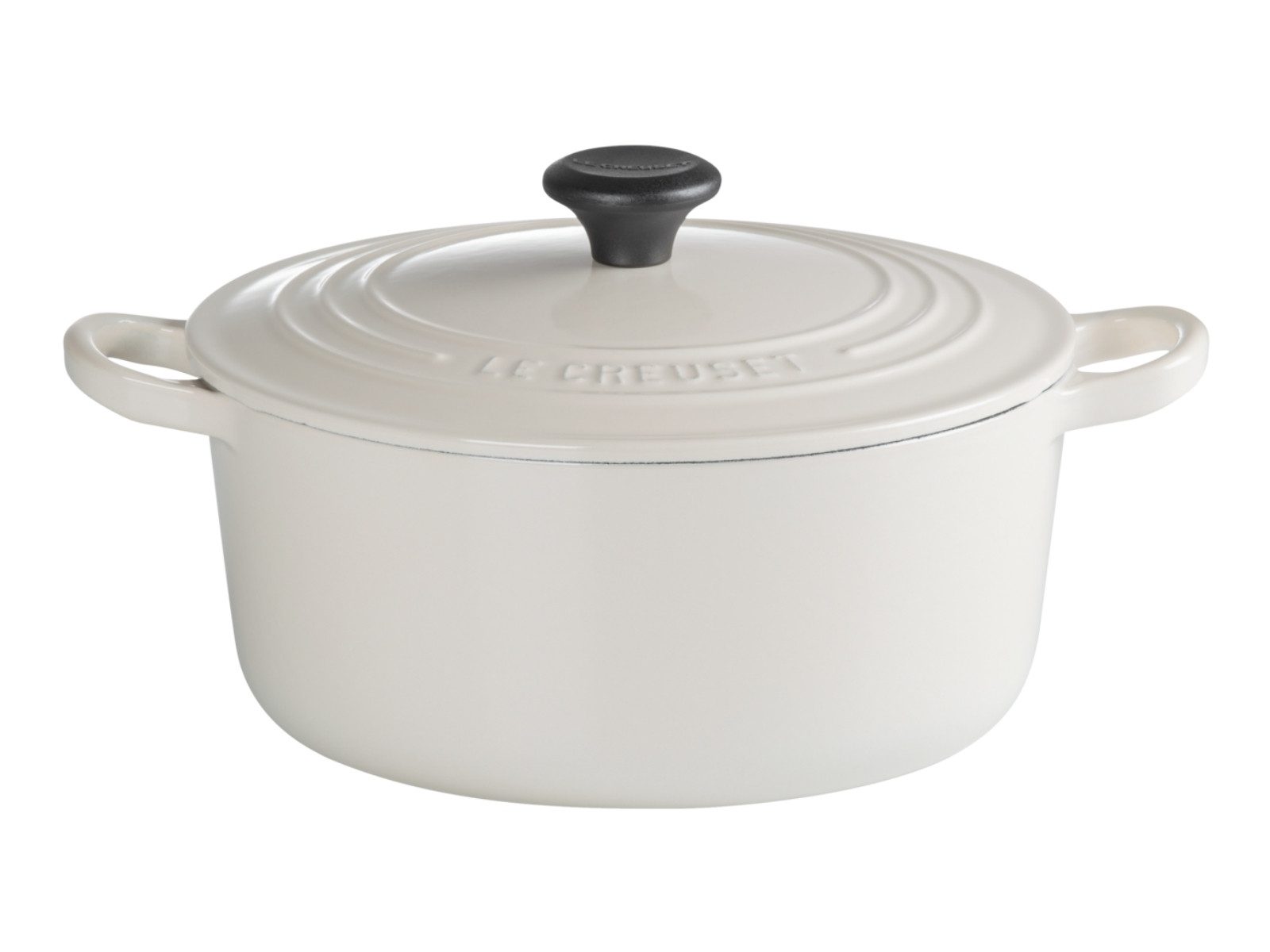 LE CREUSET Bräter Bräter Tradition rund mit Phenolknopf creme 26cm, Emailliertes Gusseisen