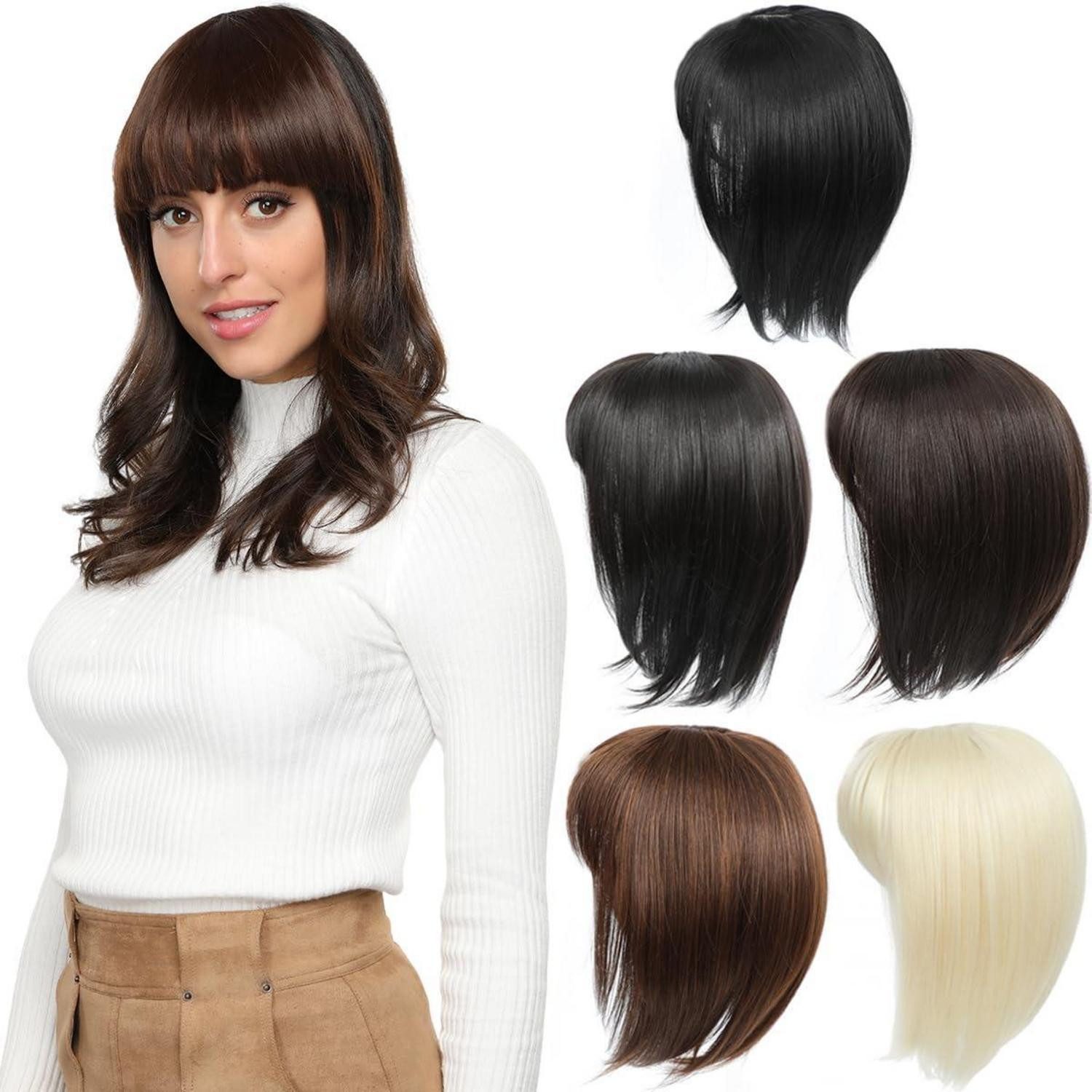 LuxusKollektion Toupet Hair Topper Synthetische Pony Wiglets Dünnes Haar Frauen 30 CM Schwarz