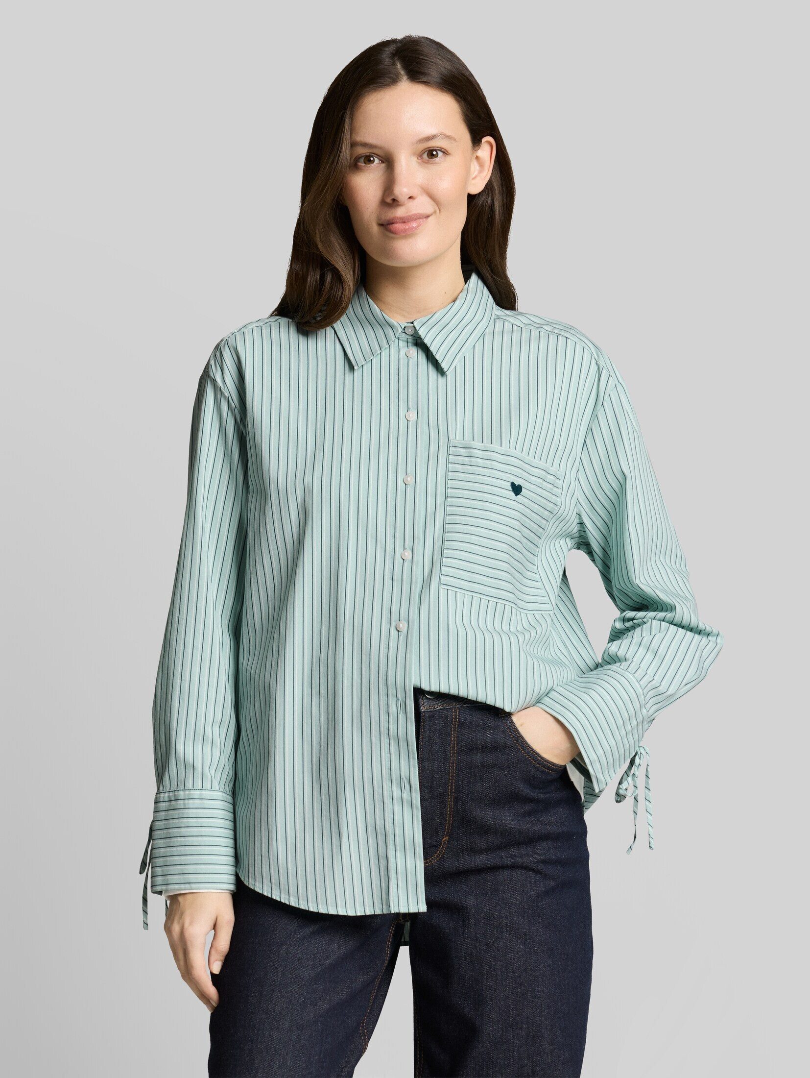 TOM TAILOR Langarmbluse Blusen & Shirts Oversize Hemdbluse mit Herz-Stickerei