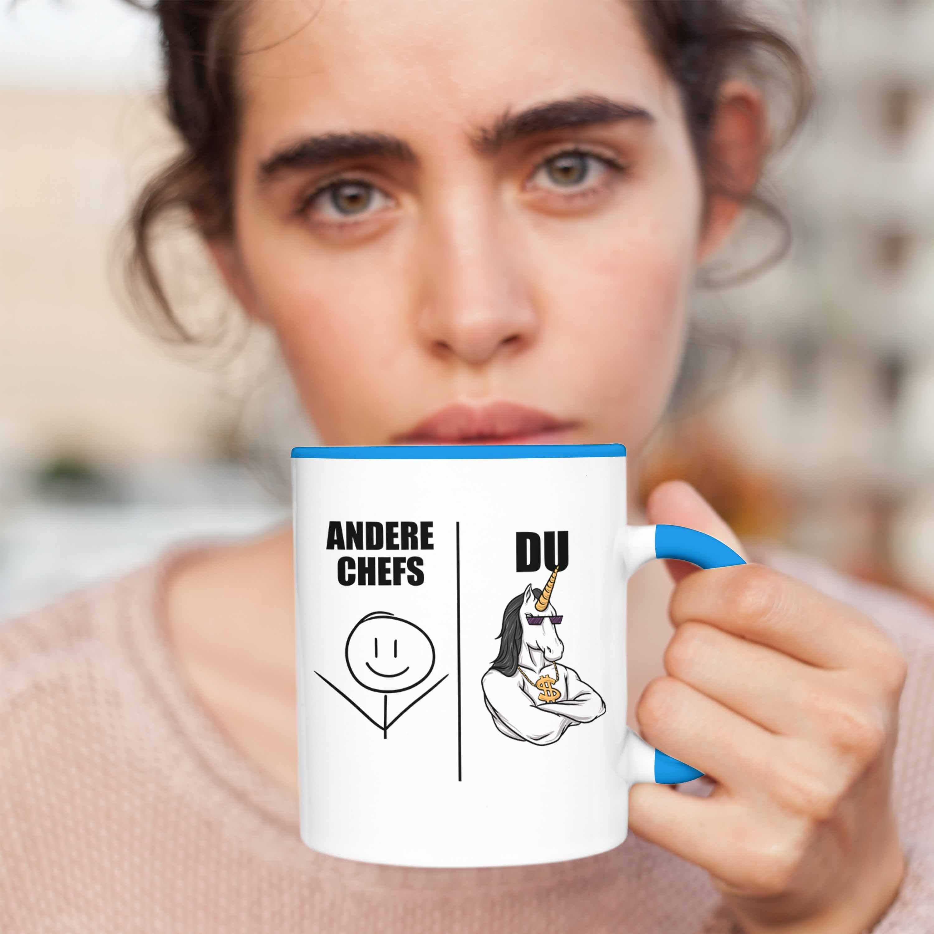 Tasse Chef Chef Tasse Blau Bester Weihnachtsgeschenk für Lustig Trendation Kaffeebecher Spruch Trendation - mit Geschenke