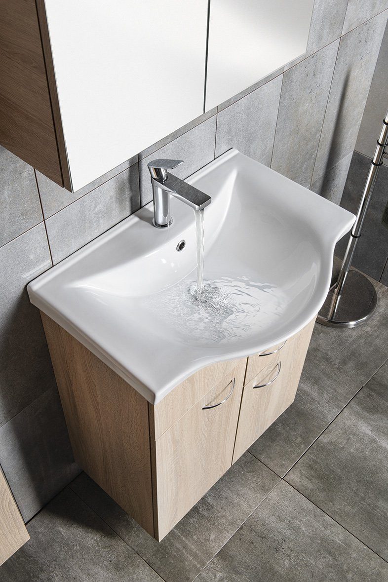 Aqualine Waschtisch ZARA 65 Keramik-Waschtisch 64,5x46cm, weiß, Aqualine-10065